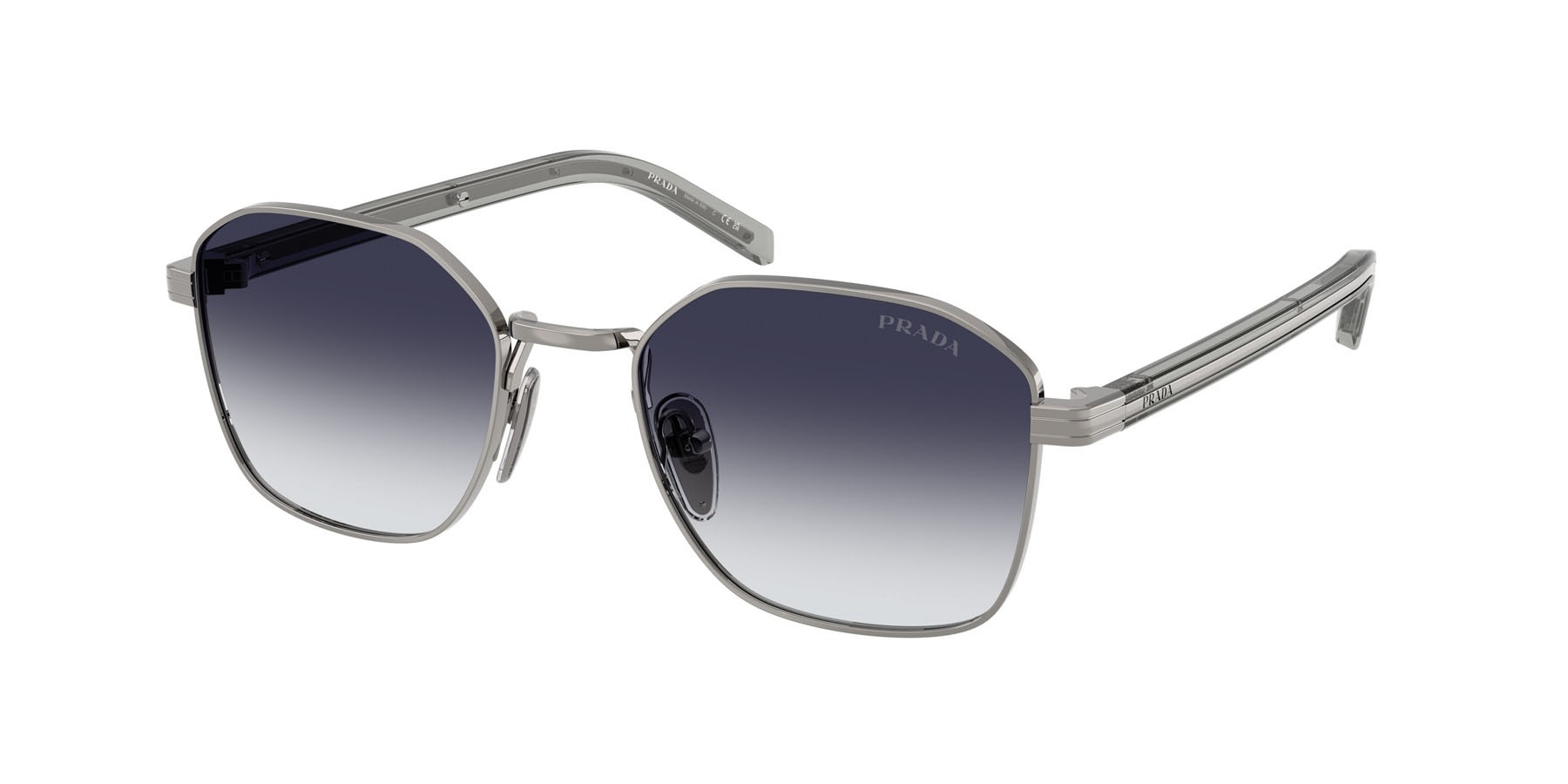 Occhiali da sole Prada PR C50S (5AV90S) colore gunmetal forma quadrato lenti sfumato grigio