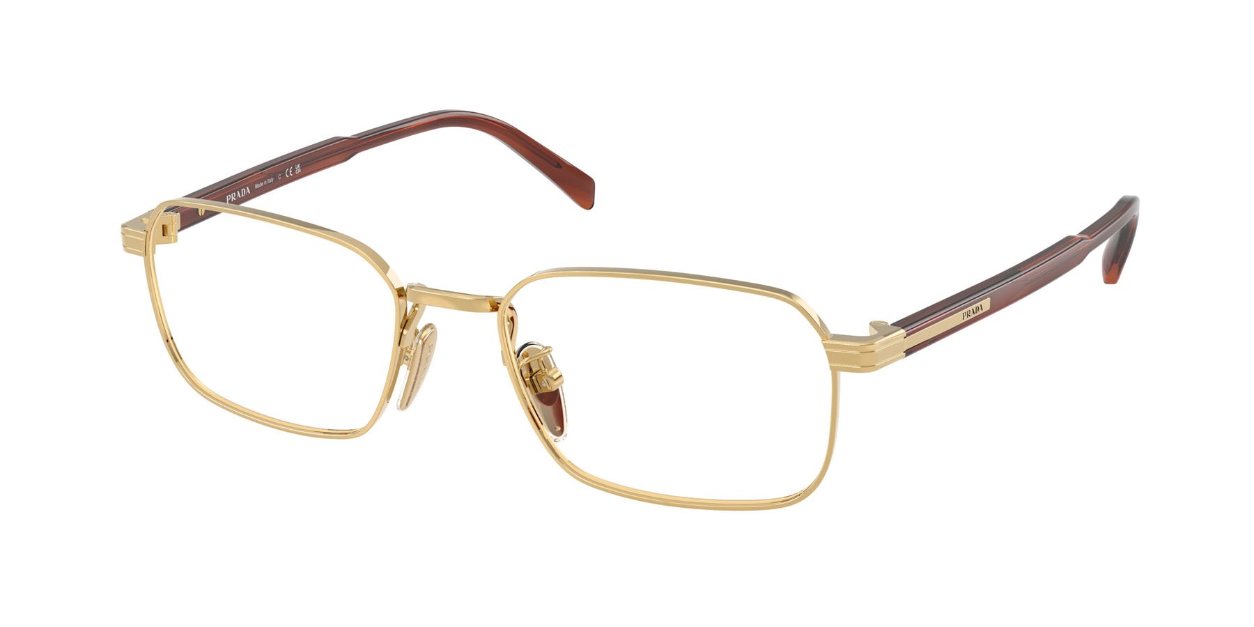 Eyeglasses Prada PR C50VD (5AK1O1) color oro shape square lenses lente demo