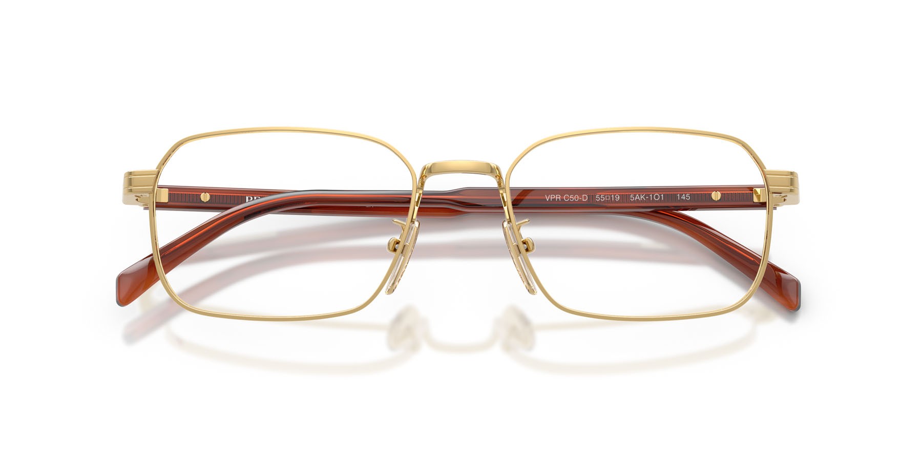 Eyeglasses Prada PR C50VD (5AK1O1) color oro shape square lenses lente demo