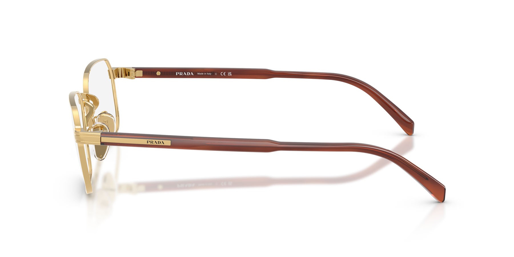 Eyeglasses Prada PR C50VD (5AK1O1) color oro shape square lenses lente demo