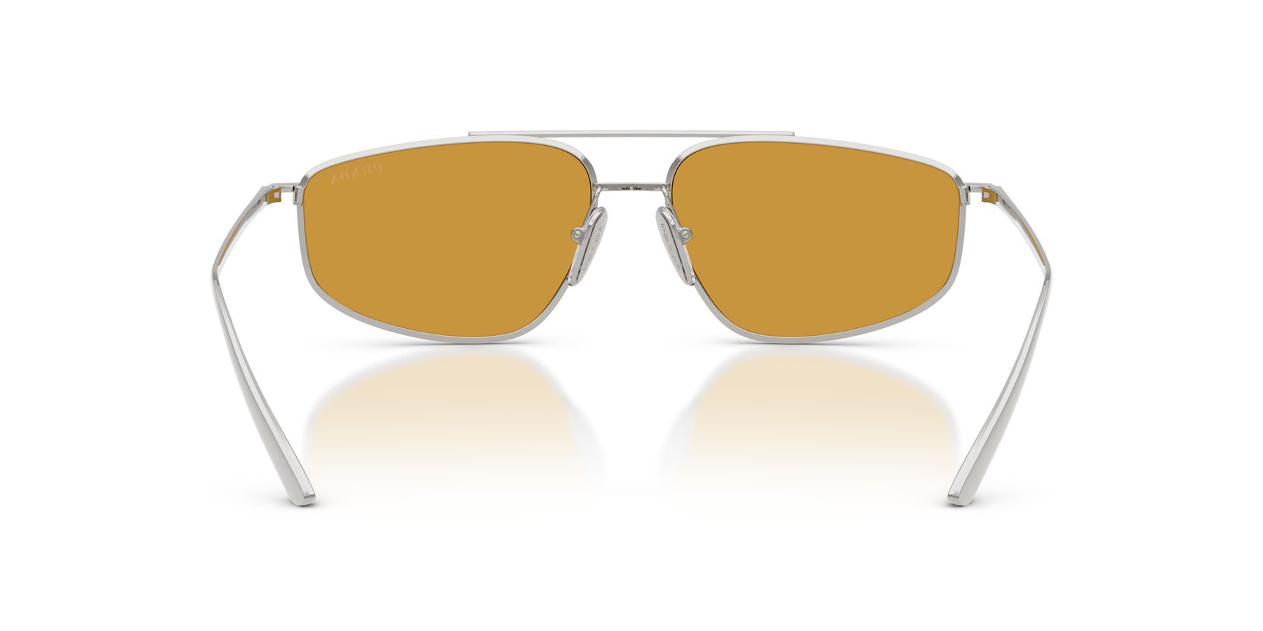 Occhiali da sole Prada PR C51S (1BC50P) colore argento forma quadrato lenti miele scuro