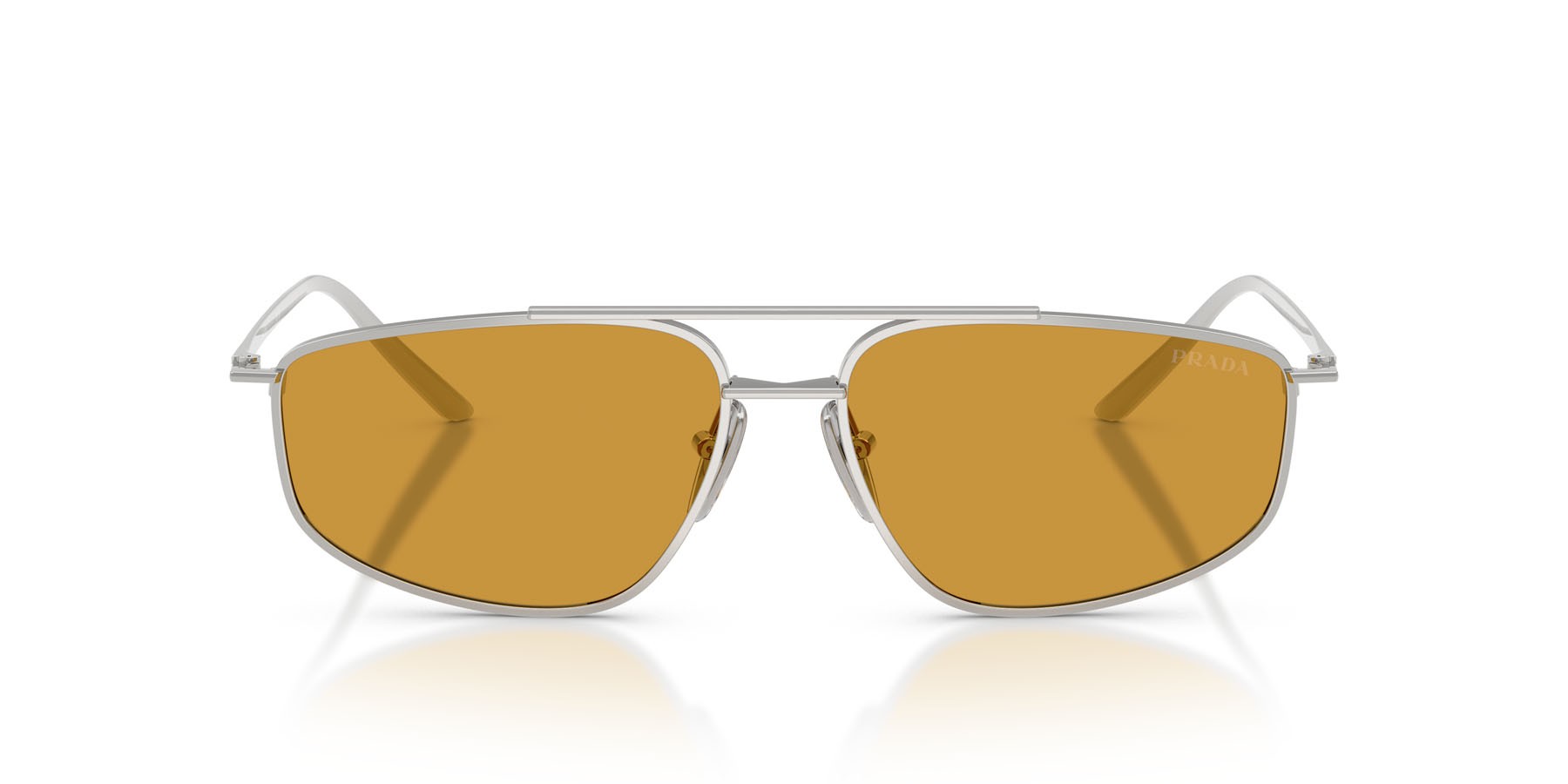 Occhiali da sole Prada PR C51S (1BC50P) colore argento forma quadrato lenti miele scuro