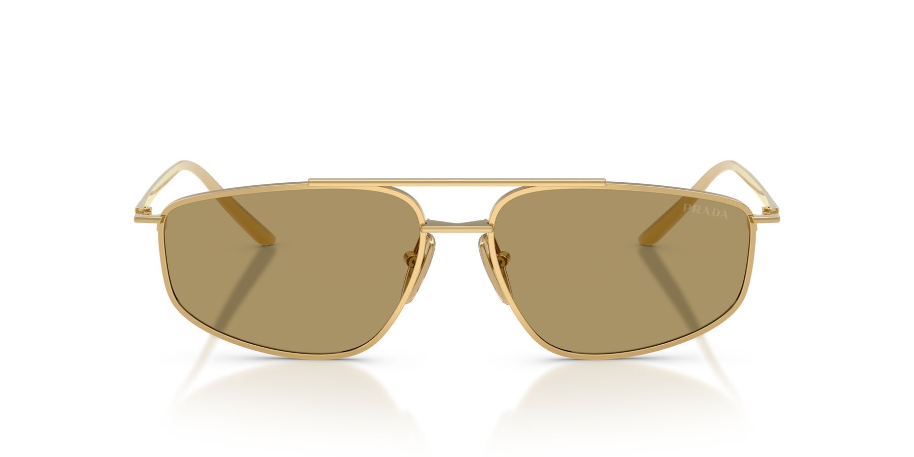 Occhiali da sole Prada PR C51S (5AK70G) colore oro forma quadrato lenti verde oliva