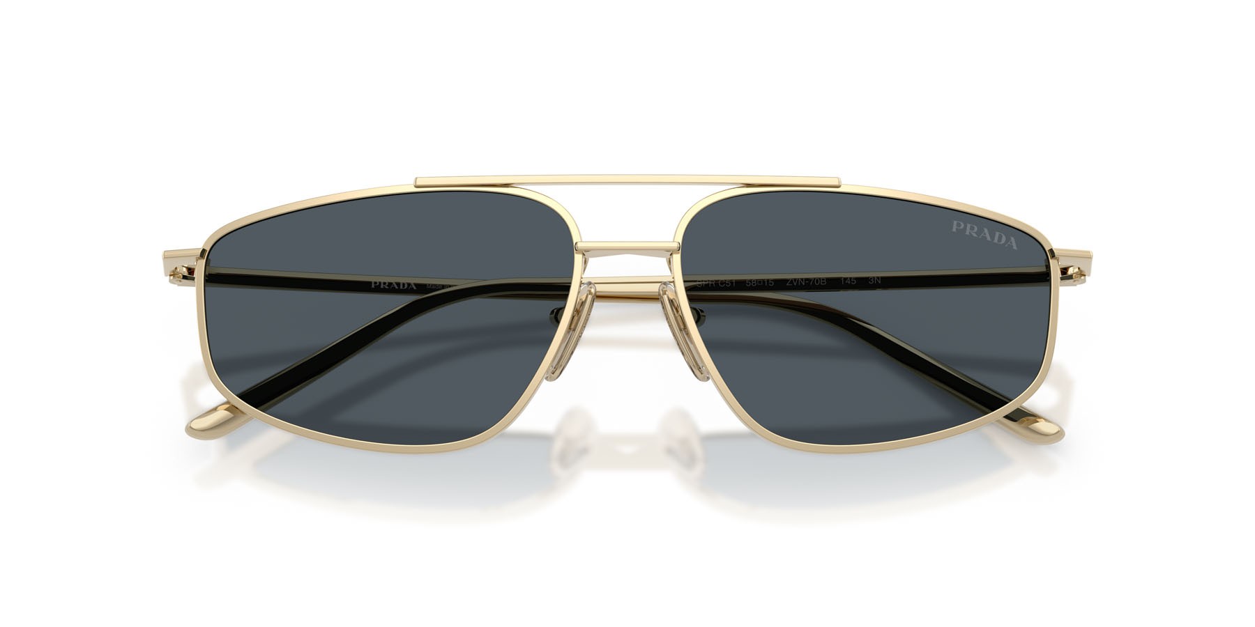 Occhiali da sole Prada PR C51S (ZVN70B) colore oro pallido forma quadrato lenti grigio scuro