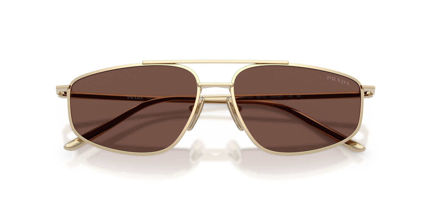 Sunglasses Prada PR C51S (ZVN80T) color oro pallido shape square lenses cioccolato nero