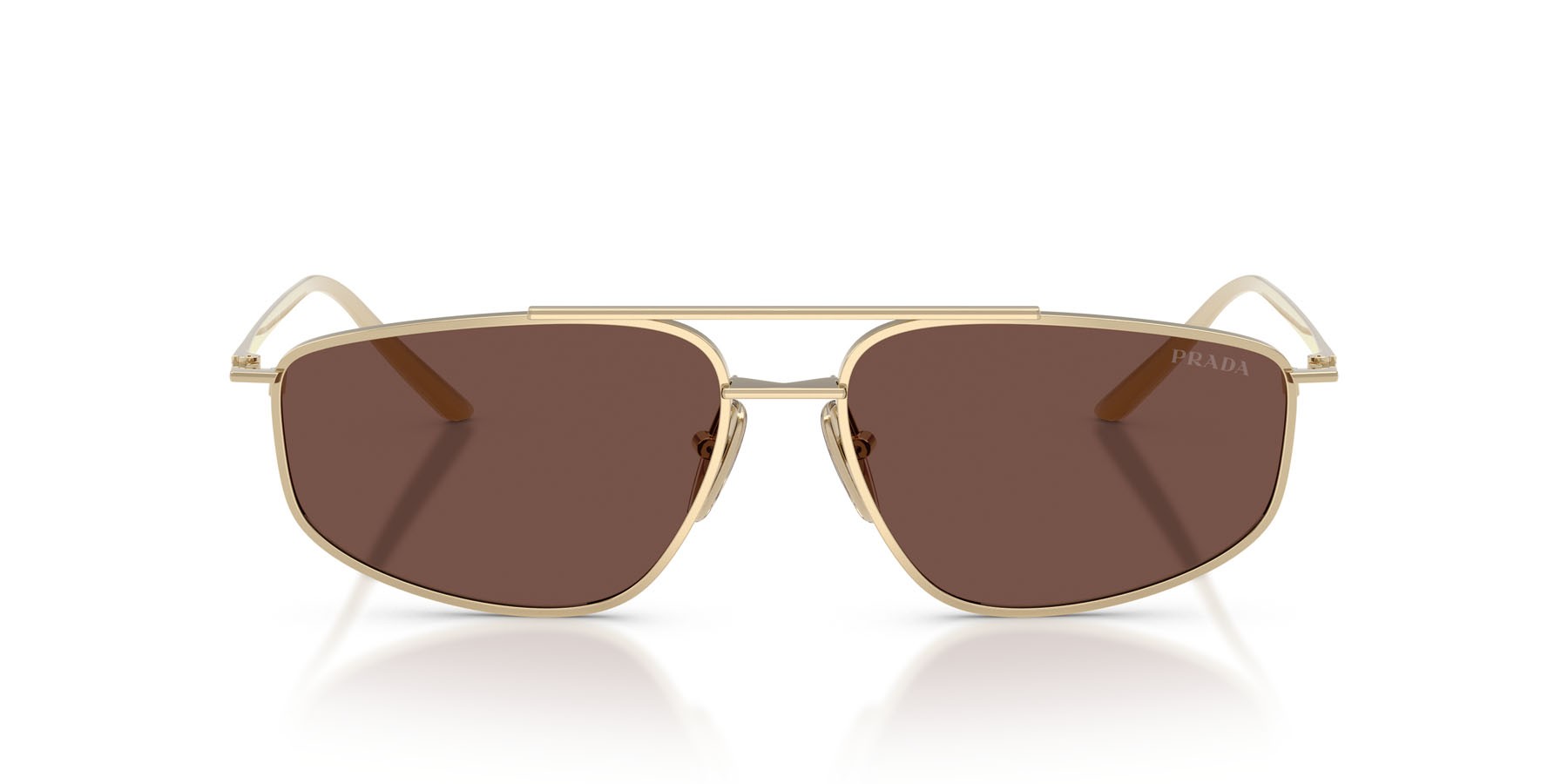 Sunglasses Prada PR C51S (ZVN80T) color oro pallido shape square lenses cioccolato nero