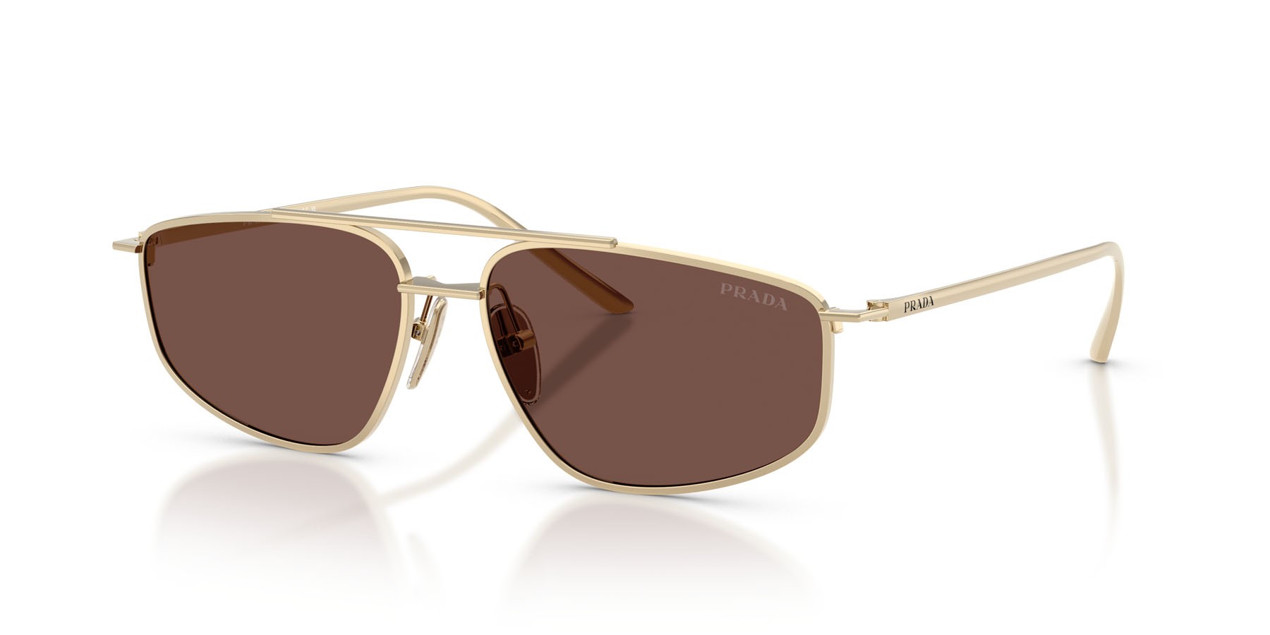 Sunglasses Prada PR C51S (ZVN80T) color oro pallido shape square lenses cioccolato nero