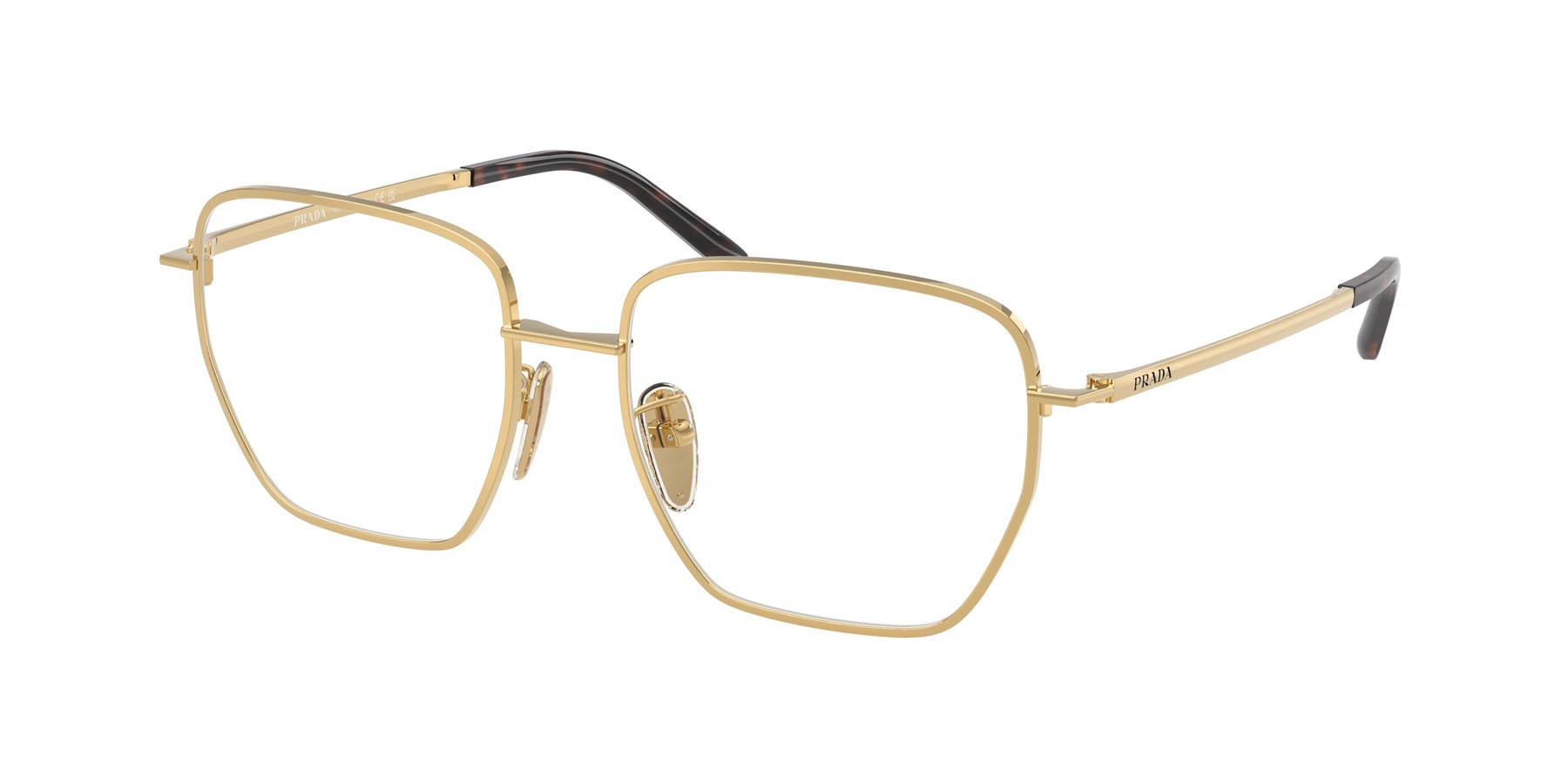 Eyeglasses Prada PR C51VD (5AK1O1) color oro shape square lenses lente demo