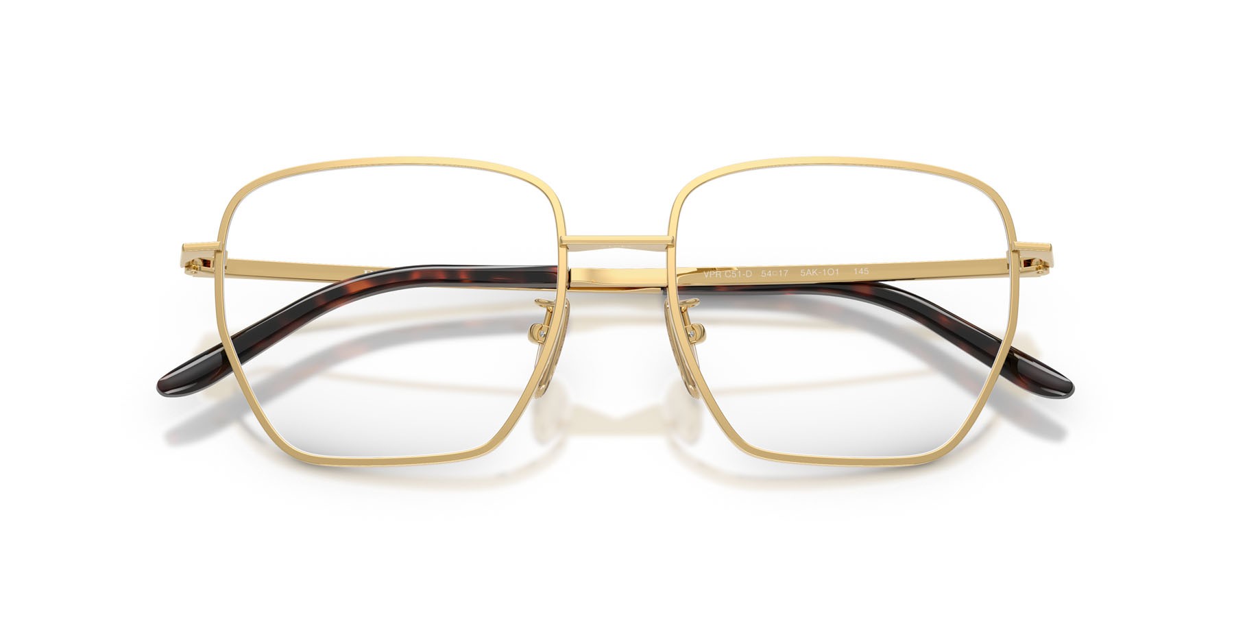 Eyeglasses Prada PR C51VD (5AK1O1) color oro shape square lenses lente demo