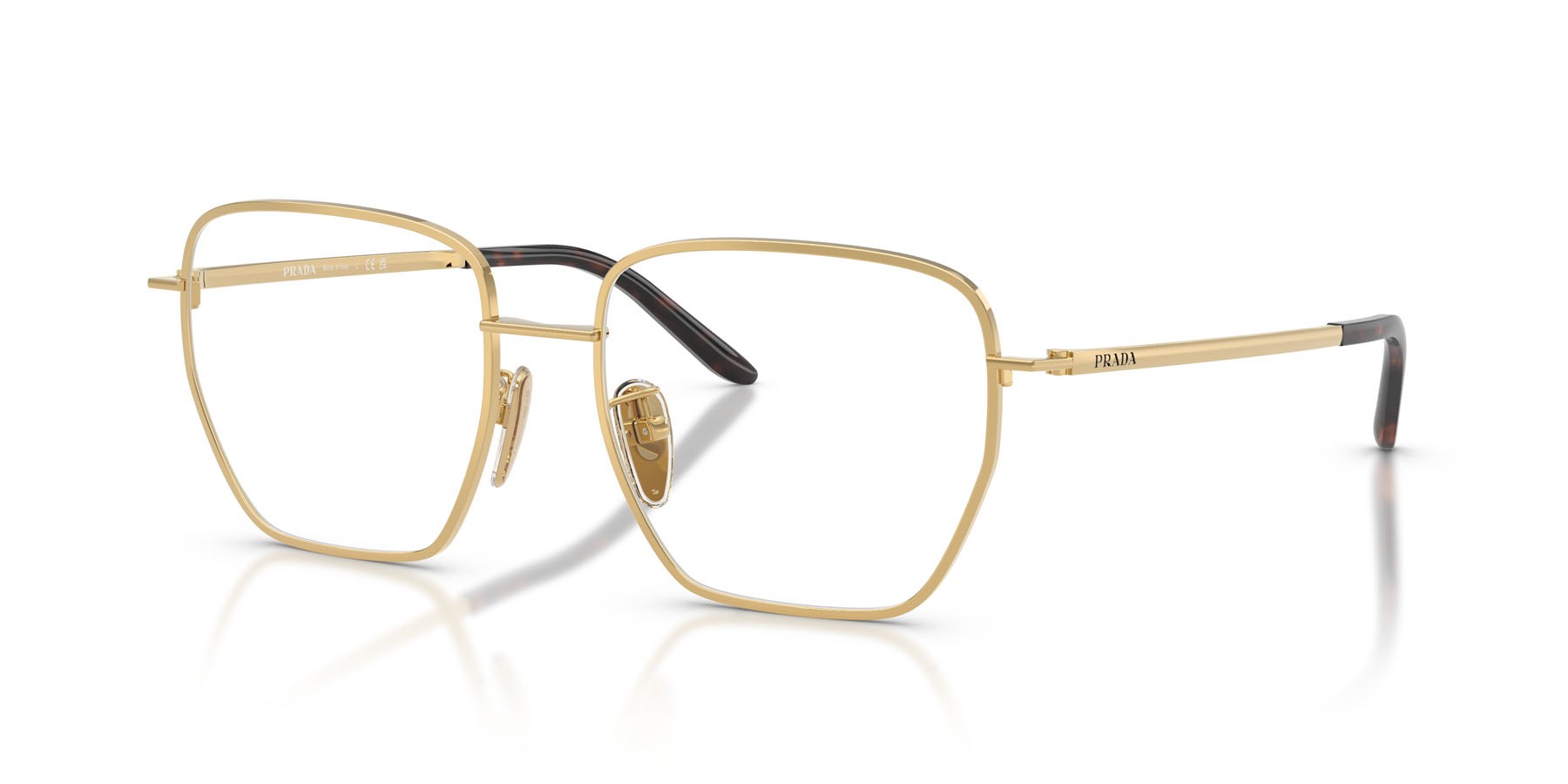Eyeglasses Prada PR C51VD (5AK1O1) color oro shape square lenses lente demo