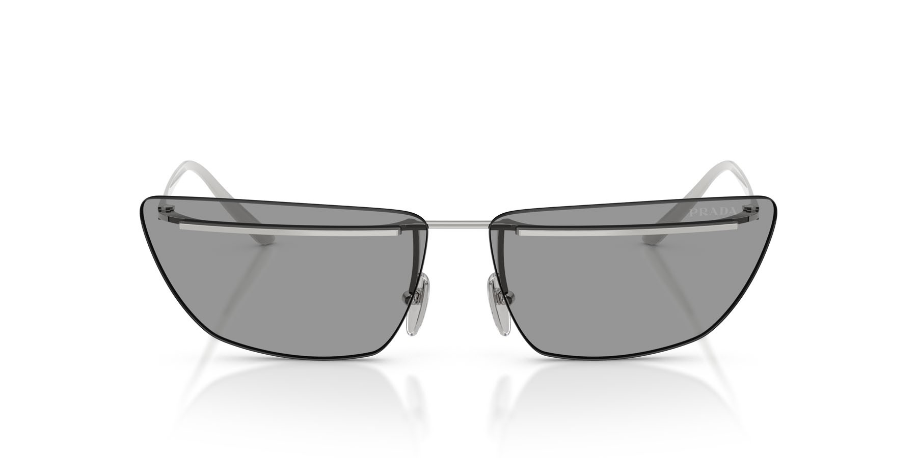 Sunglasses Prada PR C52S (1BC50Q) color argento shape butterfly lenses grigio