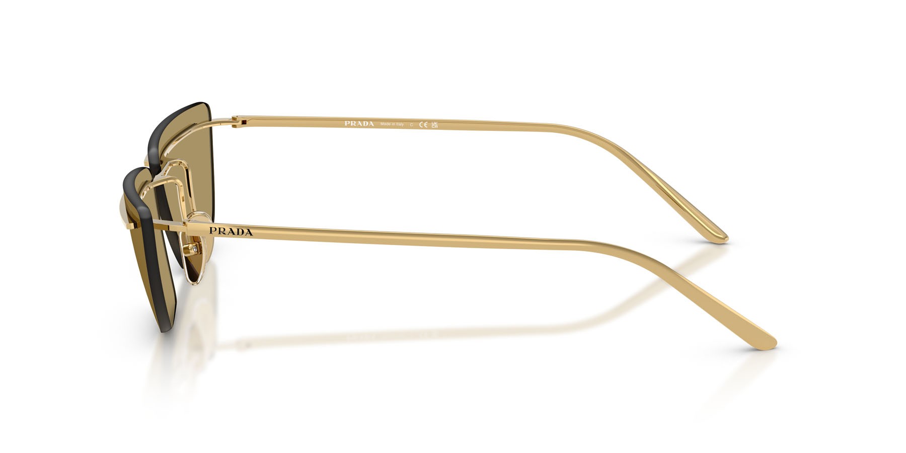 Sunglasses Prada PR C52S (5AK70G) color oro shape butterfly lenses verde oliva