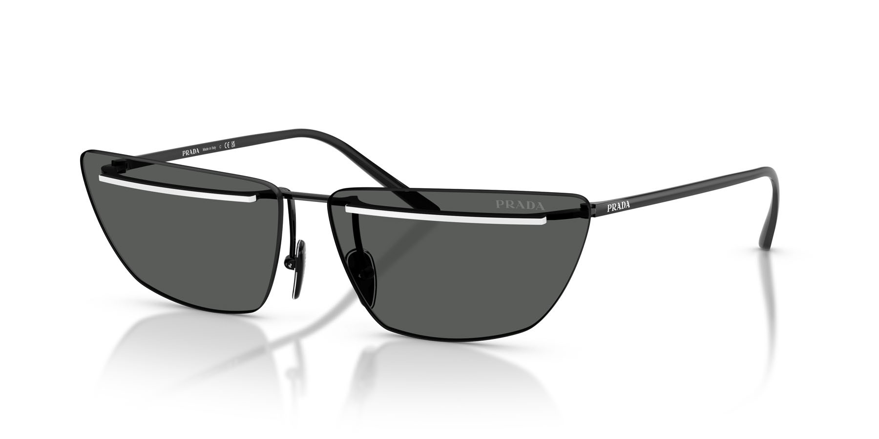 Sunglasses Prada PR C52S (YC460T) color nero/bianco shape butterfly lenses grigio scuro