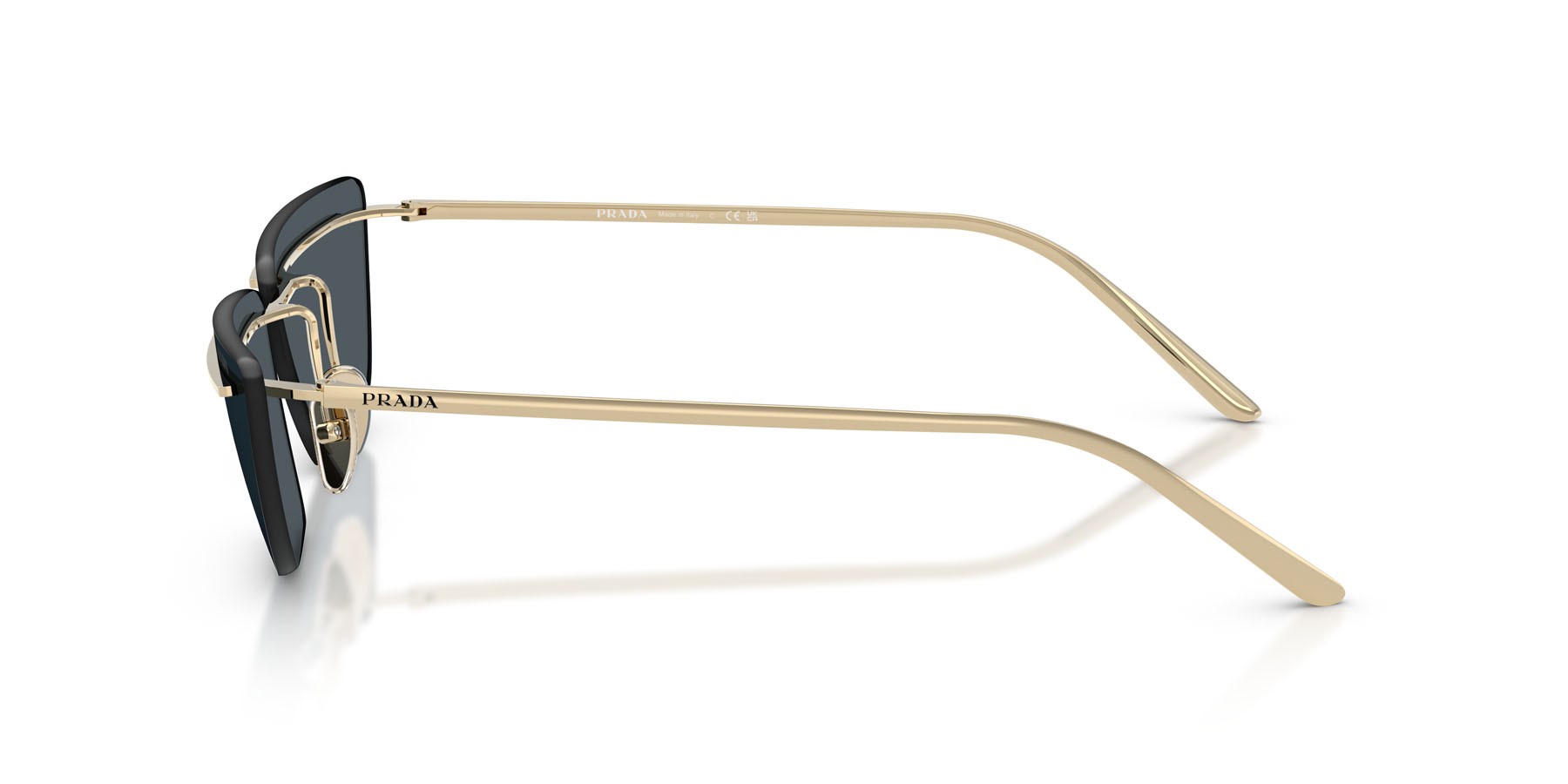 Sunglasses Prada PR C52S (ZVN70B) color oro pallido shape butterfly lenses grigio scuro