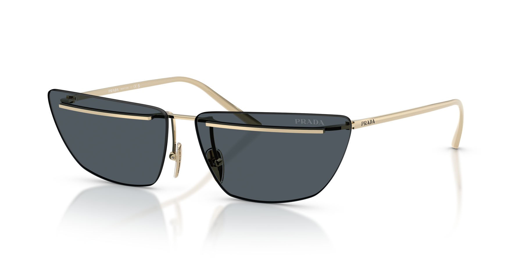 Sunglasses Prada PR C52S (ZVN70B) color oro pallido shape butterfly lenses grigio scuro
