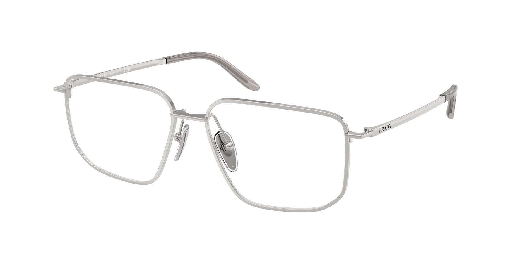 Eyeglasses Prada PR C52V (1BC1O1) color argento shape rectangle lenses lente demo