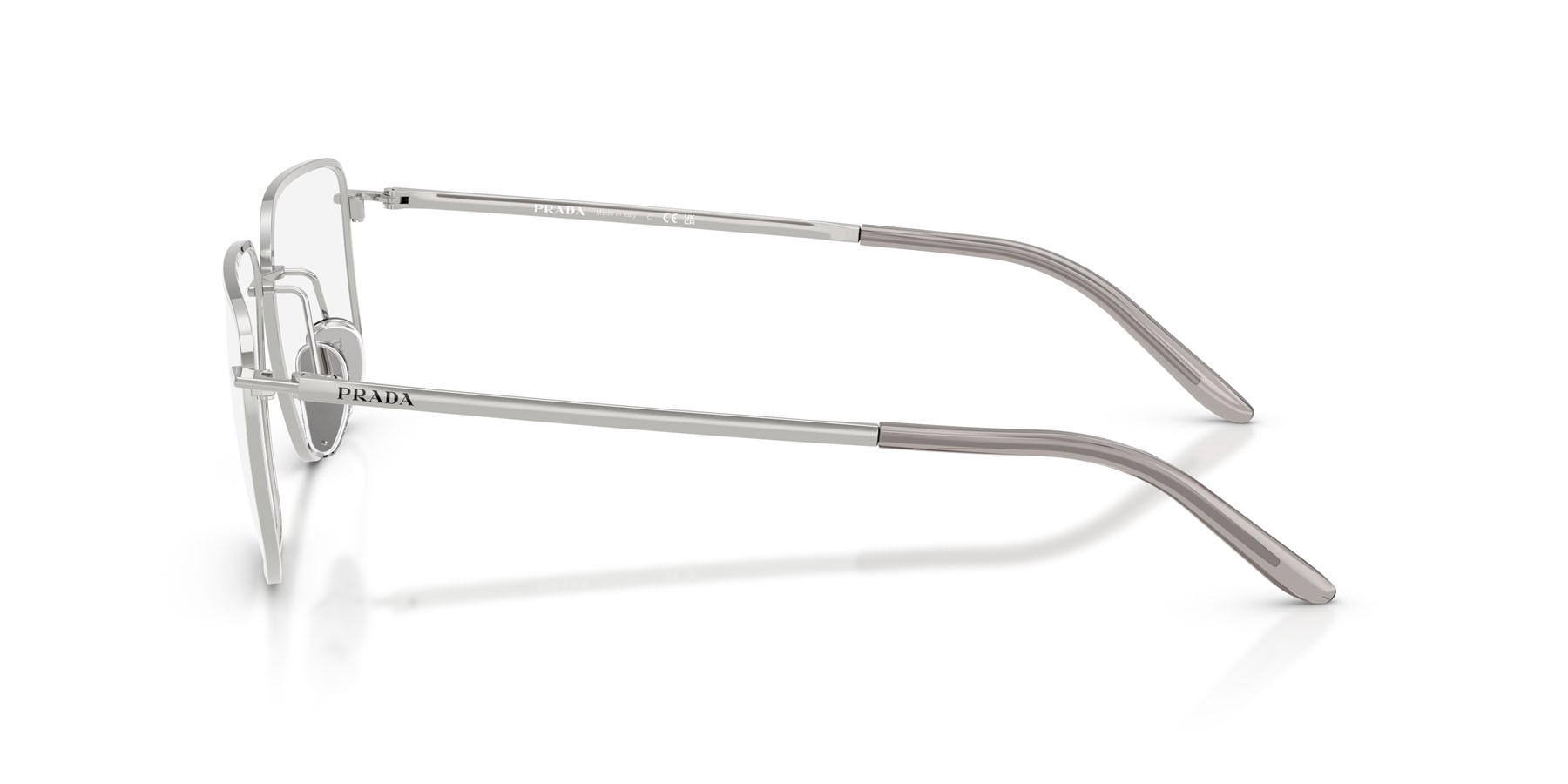 Eyeglasses Prada PR C52V (1BC1O1) color argento shape rectangle lenses lente demo