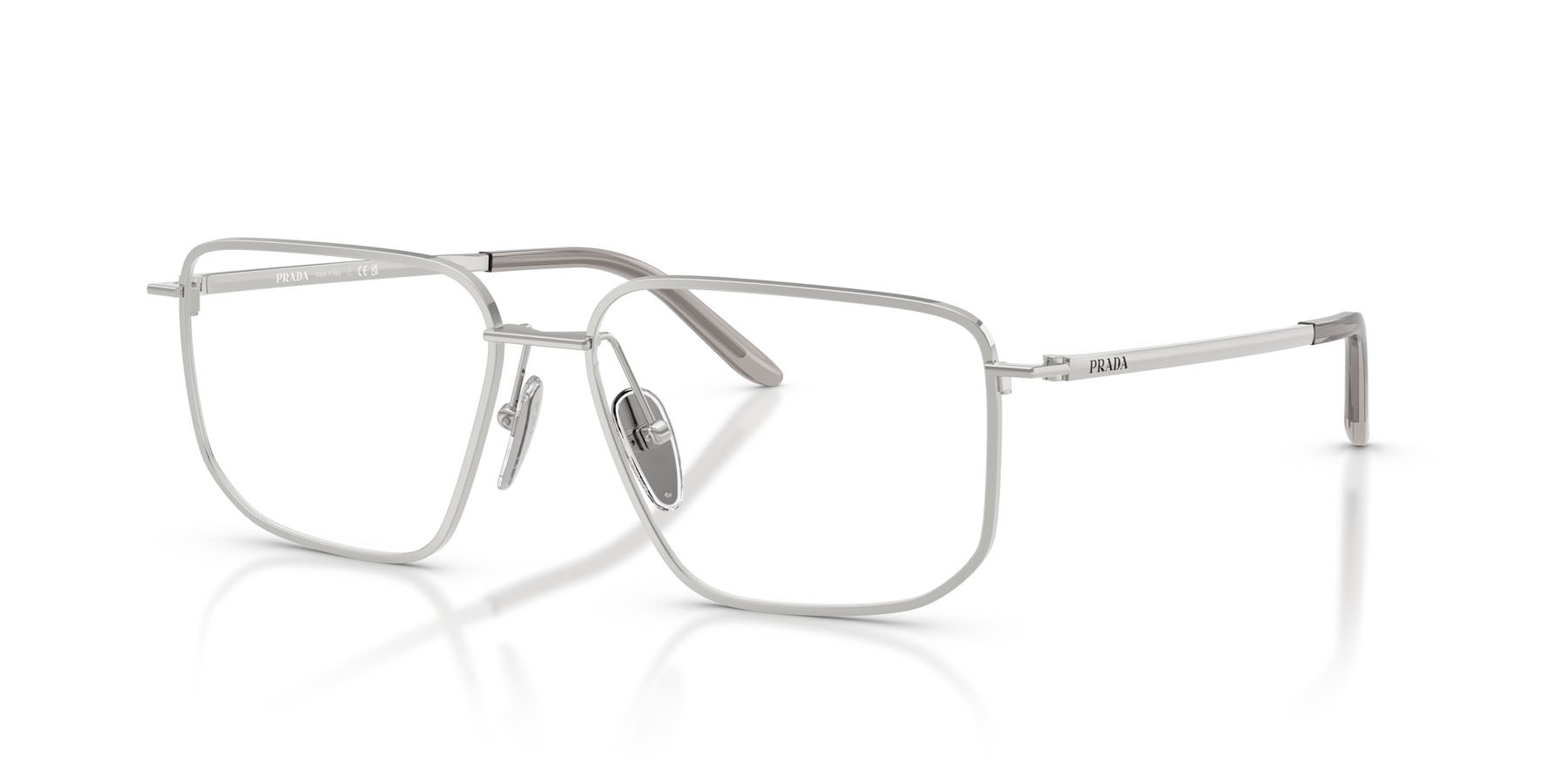 Eyeglasses Prada PR C52V (1BC1O1) color argento shape rectangle lenses lente demo