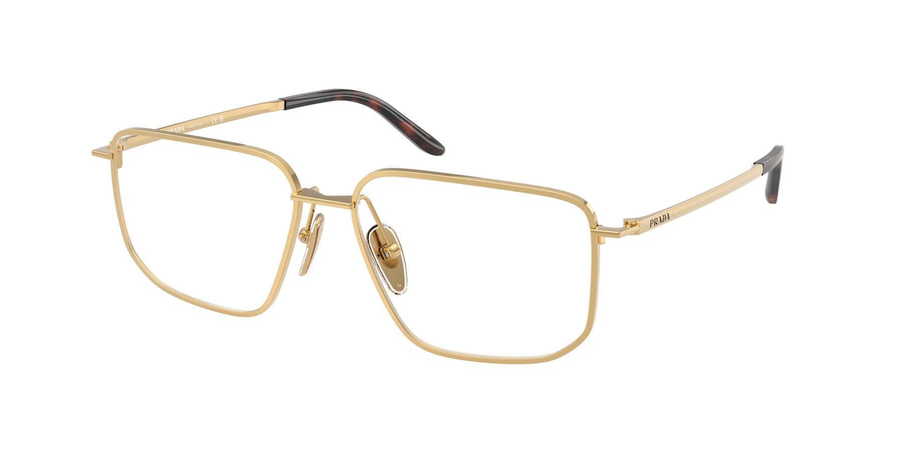 Eyeglasses Prada PR C52V (5AK1O1) color oro shape rectangle lenses lente demo