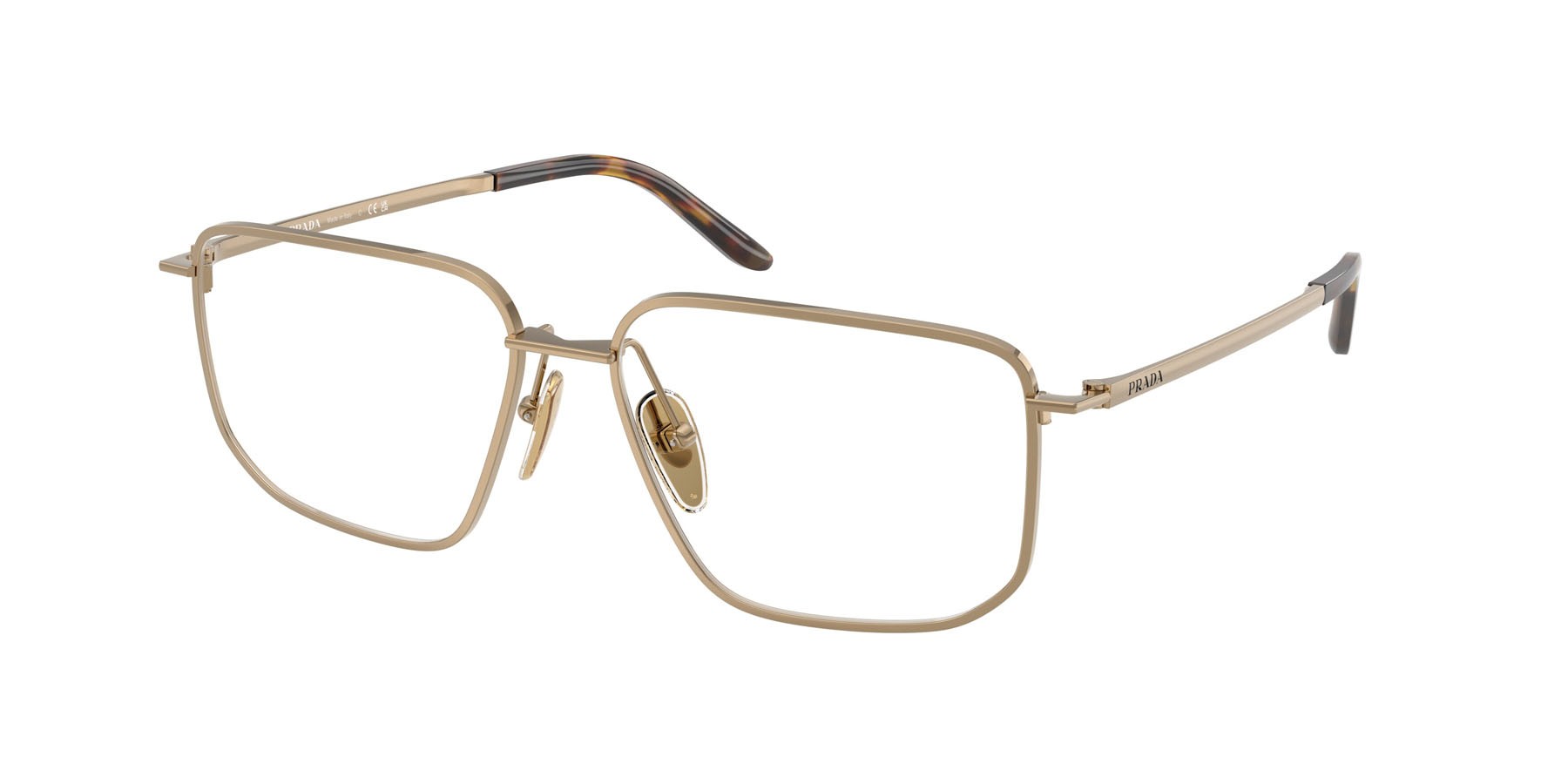 Eyeglasses Prada PR C52V (7OE1O1) color ottone shape rectangle lenses lente demo