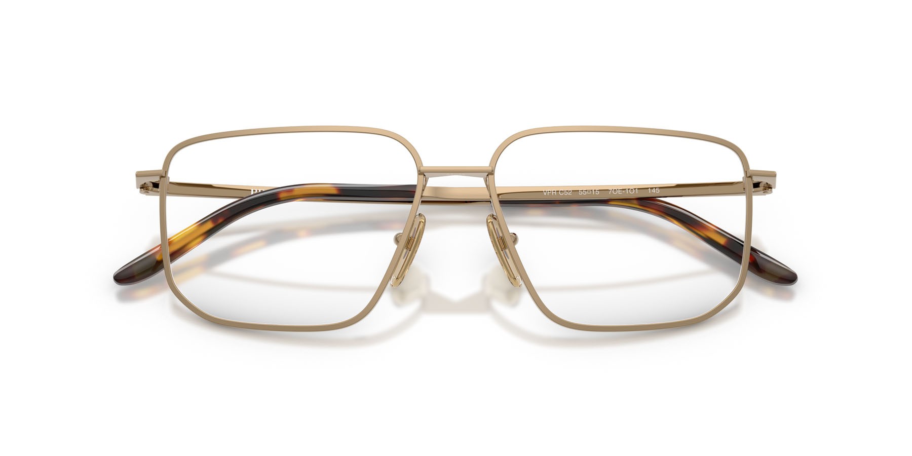 Eyeglasses Prada PR C52V (7OE1O1) color ottone shape rectangle lenses lente demo