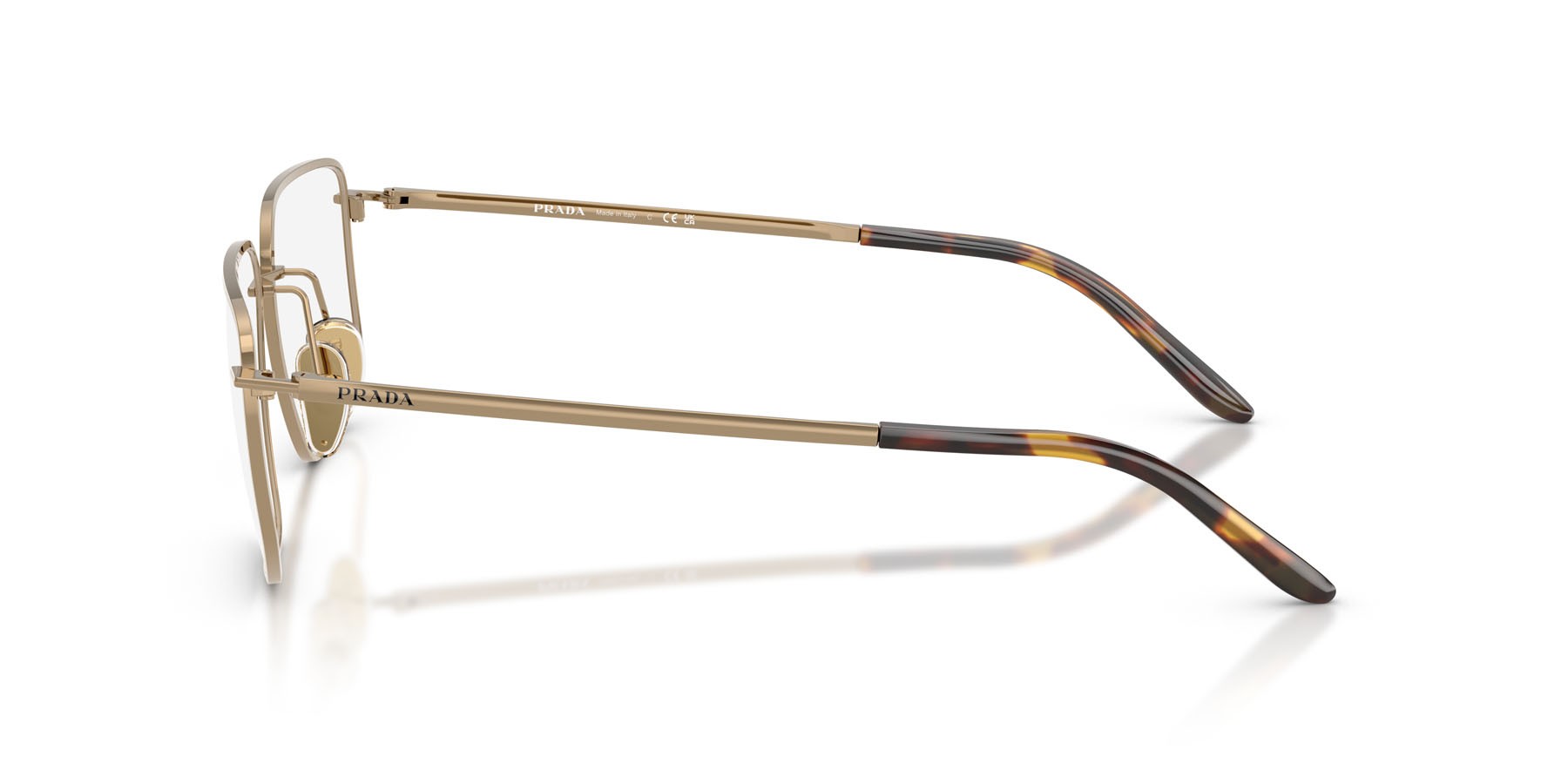 Eyeglasses Prada PR C52V (7OE1O1) color ottone shape rectangle lenses lente demo