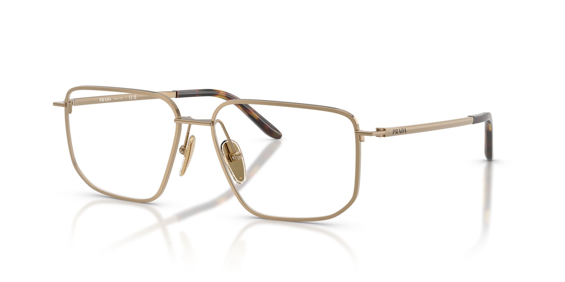 Eyeglasses Prada PR C52V (7OE1O1) color ottone shape rectangle lenses lente demo