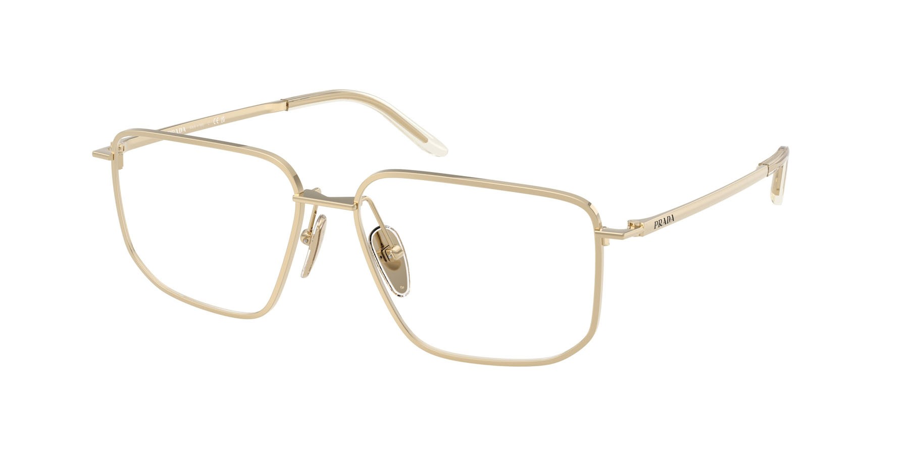 Eyeglasses Prada PR C52V (ZVN1O1) color oro pallido shape rectangle lenses lente demo