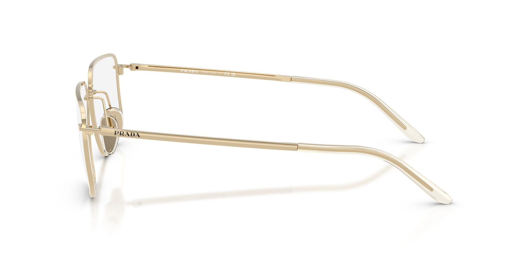 Eyeglasses Prada PR C52V (ZVN1O1) color oro pallido shape rectangle lenses lente demo