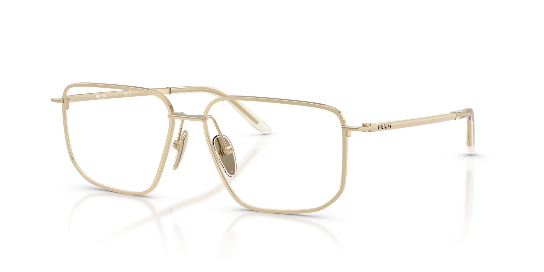 Eyeglasses Prada PR C52V (ZVN1O1) color oro pallido shape rectangle lenses lente demo