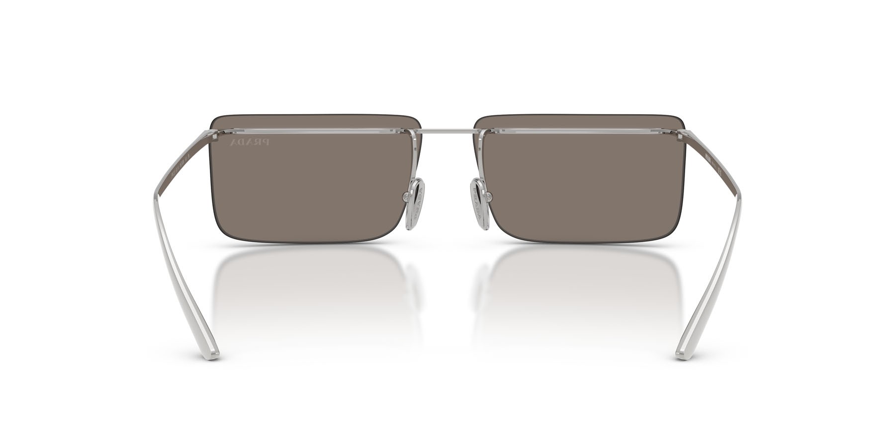 Occhiali da sole Prada PR C53S (1BC60N) colore argento forma rettangolare lenti grigio chiaro specchiato argento