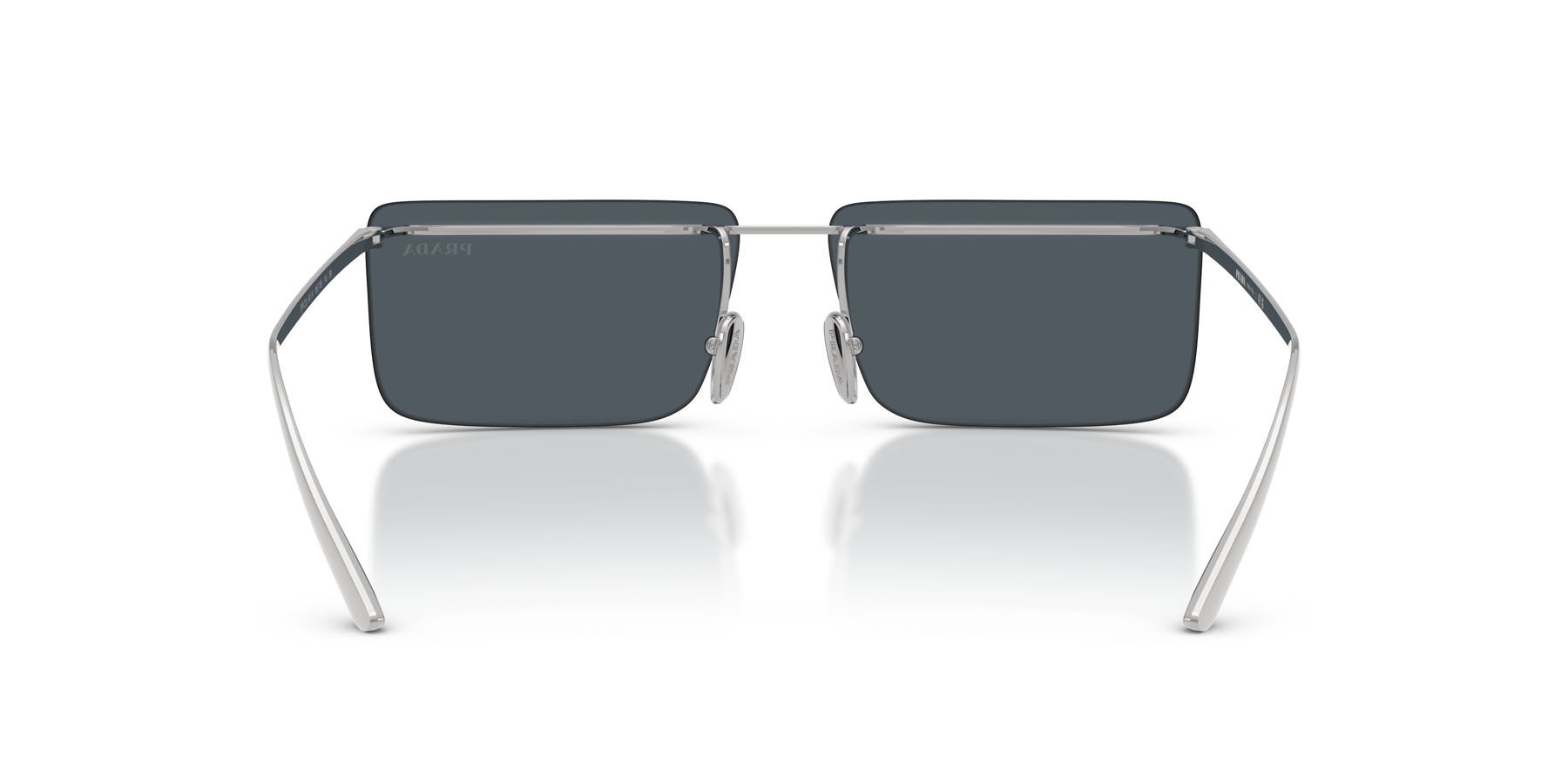 Occhiali da sole Prada PR C53S (1BC70B) colore argento forma rettangolare lenti grigio scuro