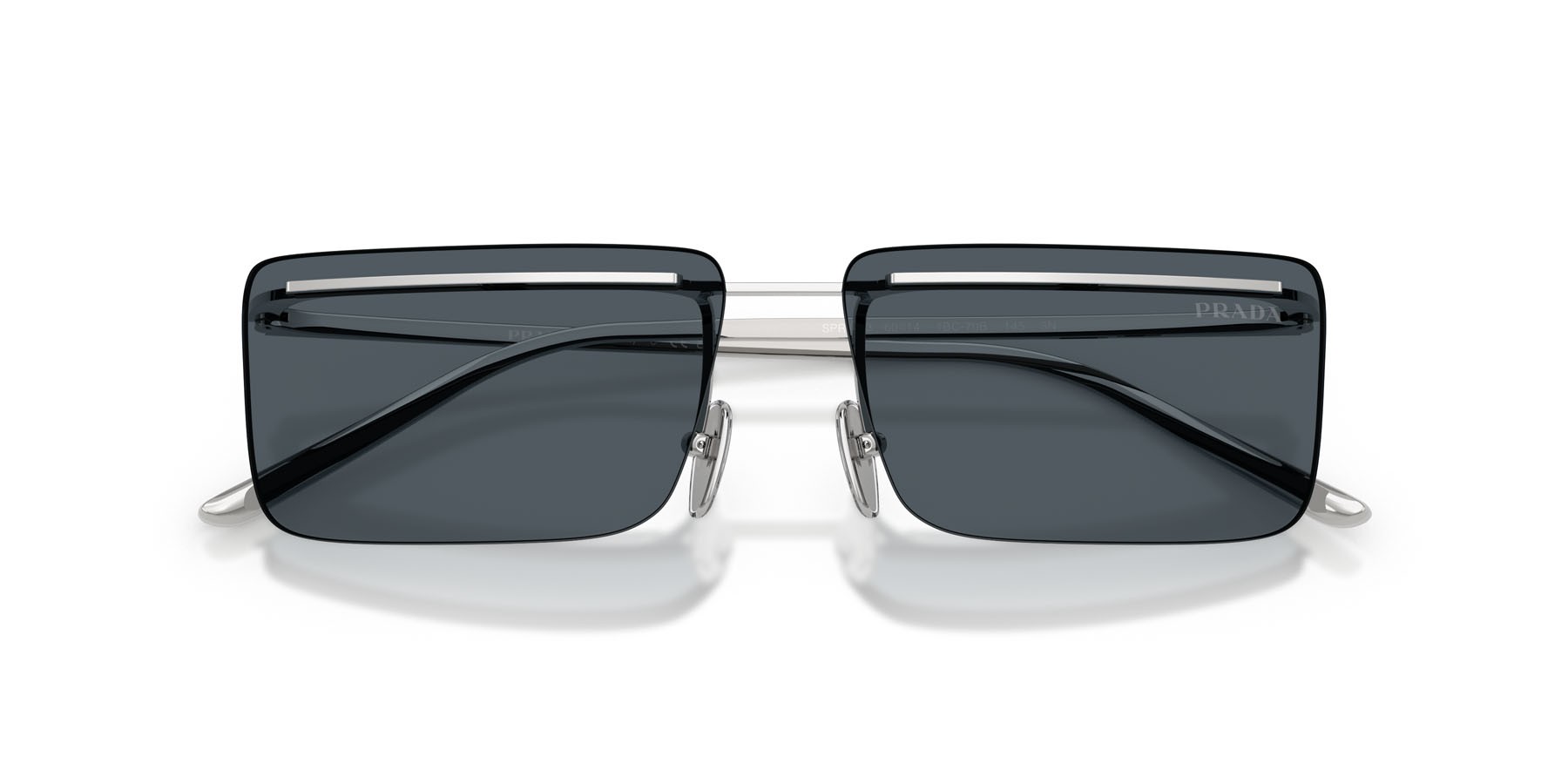 Occhiali da sole Prada PR C53S (1BC70B) colore argento forma rettangolare lenti grigio scuro
