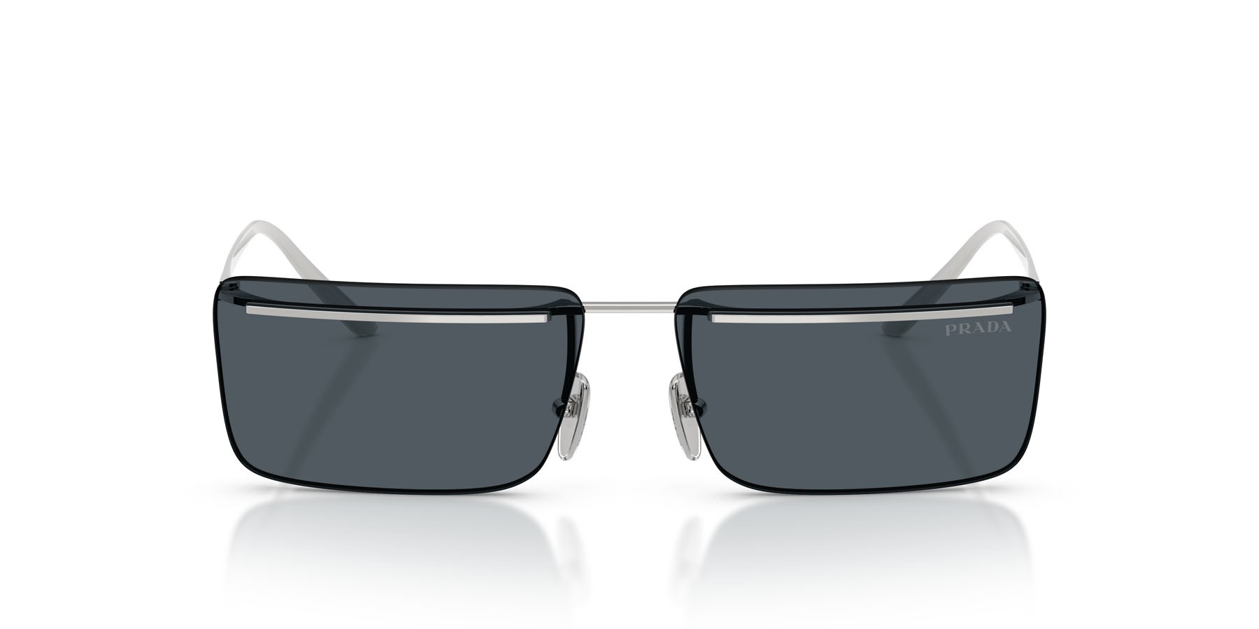 Occhiali da sole Prada PR C53S (1BC70B) colore argento forma rettangolare lenti grigio scuro