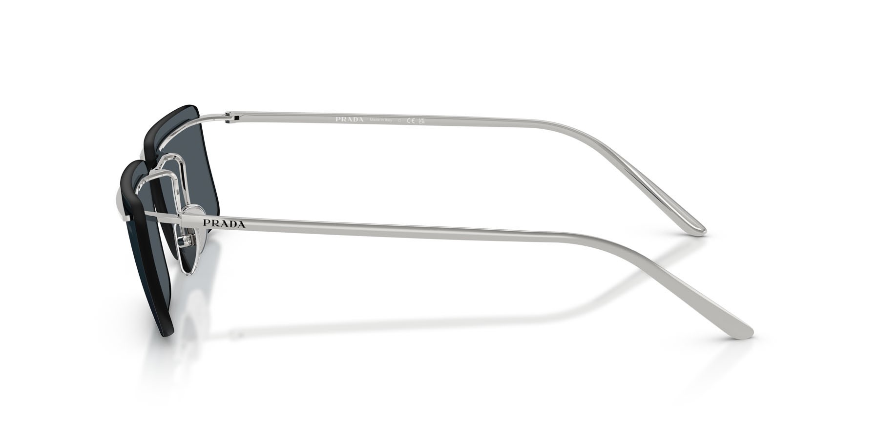 Occhiali da sole Prada PR C53S (1BC70B) colore argento forma rettangolare lenti grigio scuro