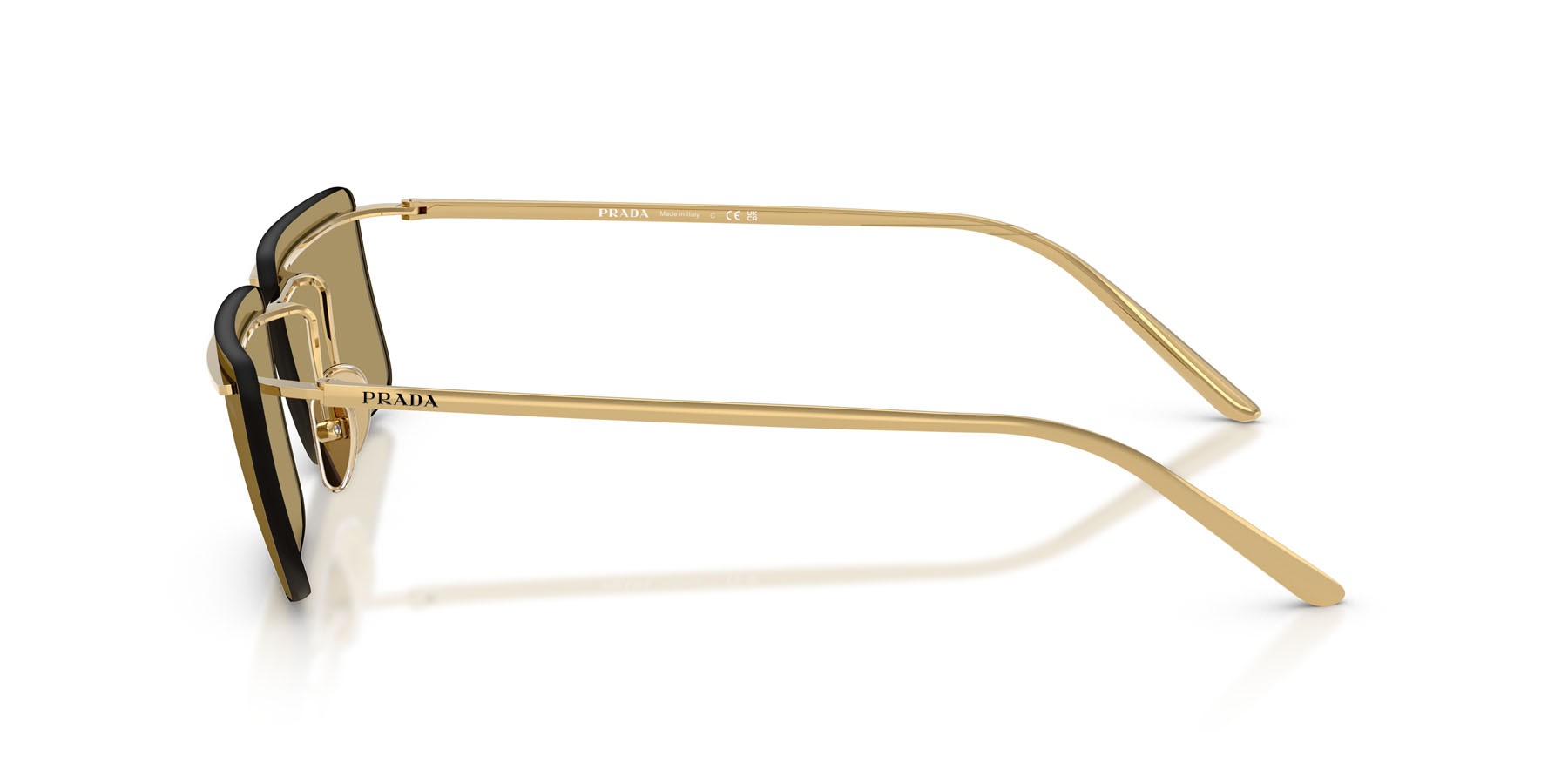 Sunglasses Prada PR C53S (5AK70G) color oro shape rectangle lenses verde oliva