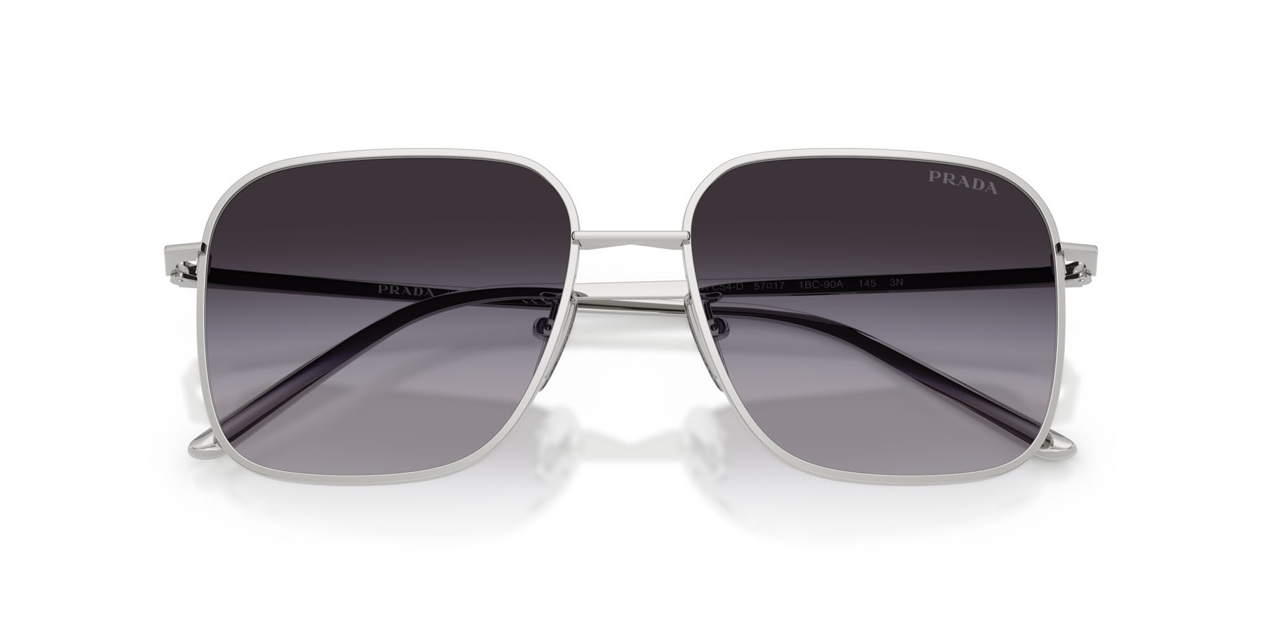 Sunglasses Prada PR C54SD (1BC90A) color argento shape square lenses sfumato grigio
