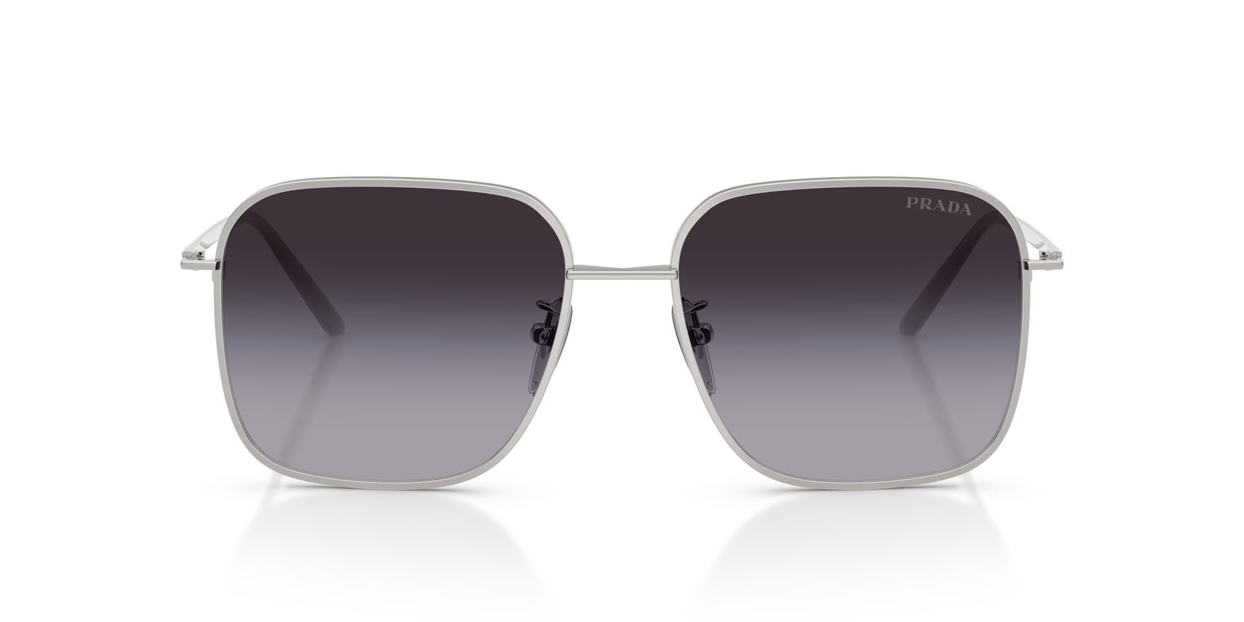 Sunglasses Prada PR C54SD (1BC90A) color argento shape square lenses sfumato grigio