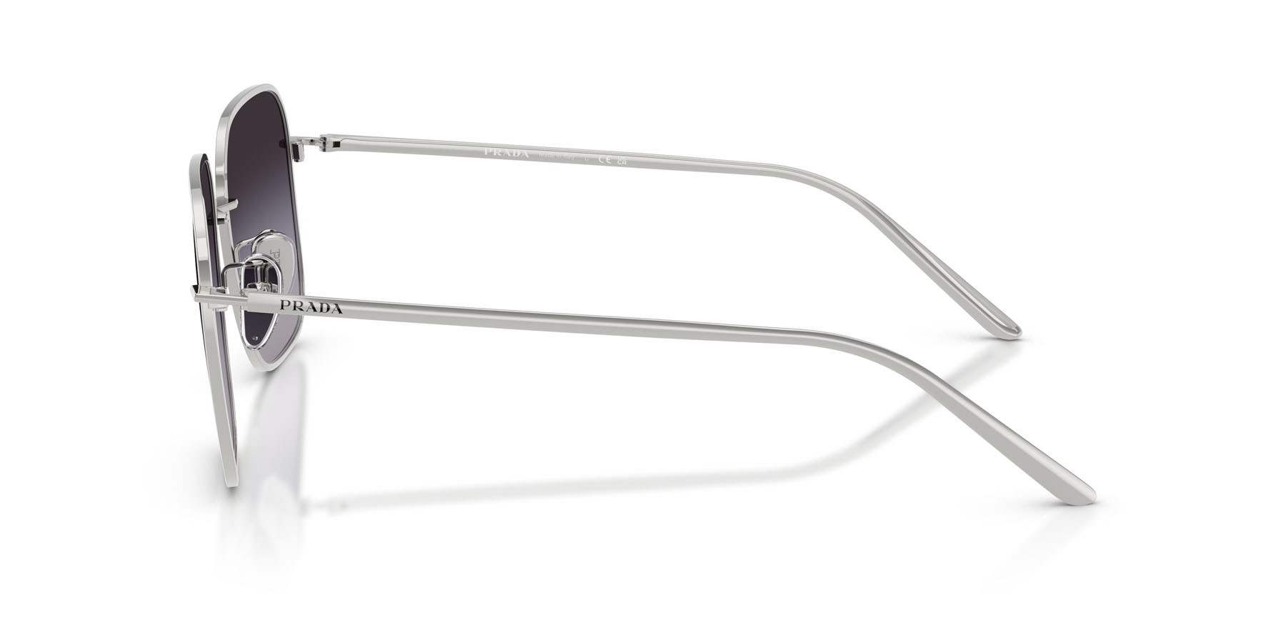 Sunglasses Prada PR C54SD (1BC90A) color argento shape square lenses sfumato grigio