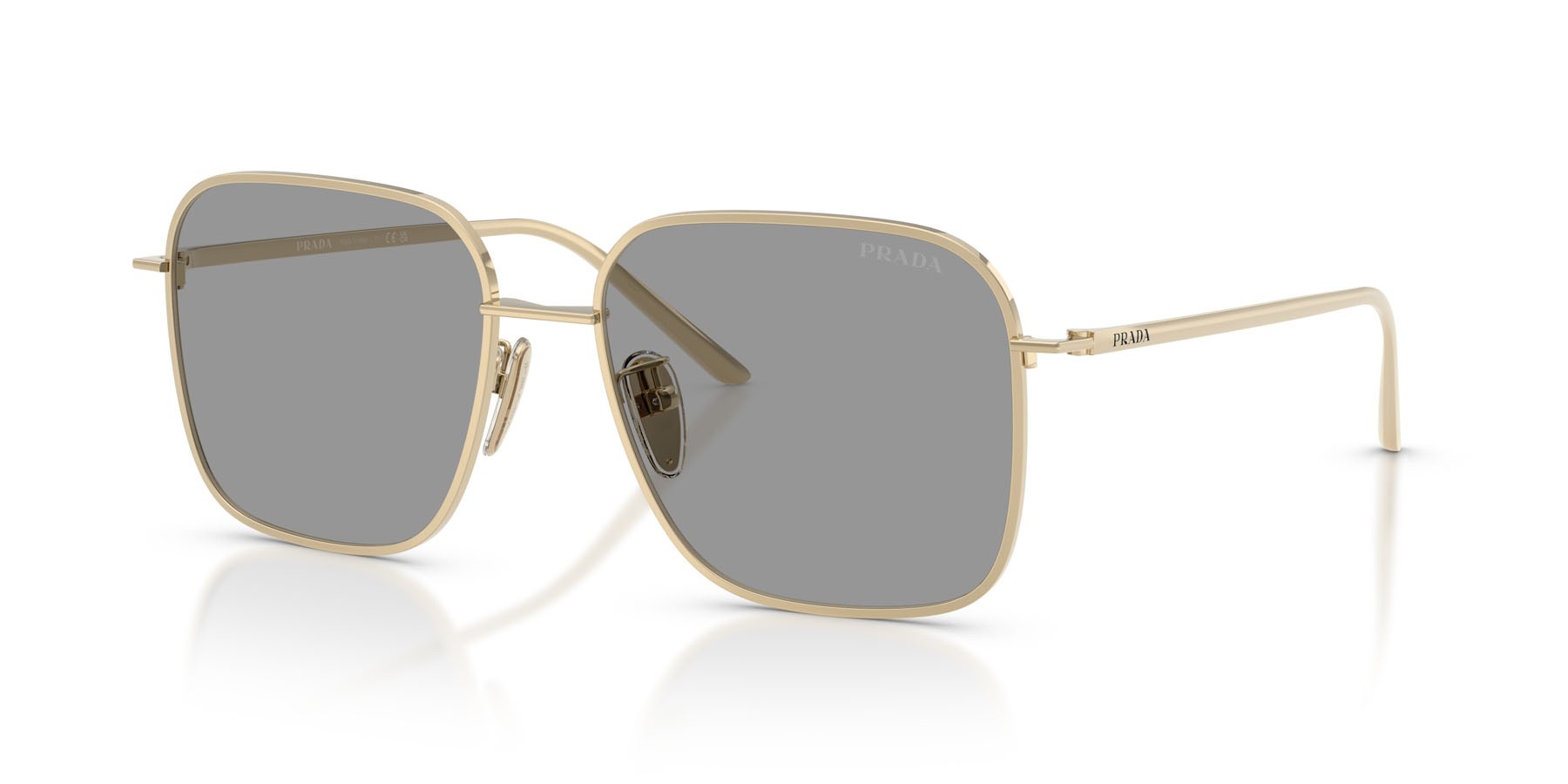 Sunglasses Prada PR C54SD (ZVN50Q) color oro pallido shape square lenses grigio