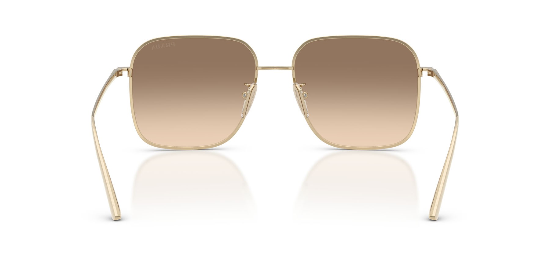 Sunglasses Prada PR C54SD (ZVN50T) color oro pallido shape square lenses marrone chiaro sfumato grigio chiaro