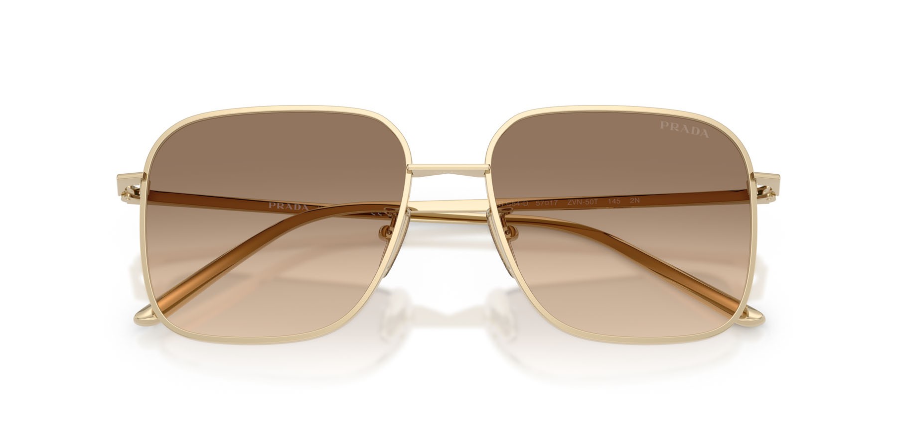Sunglasses Prada PR C54SD (ZVN50T) color oro pallido shape square lenses marrone chiaro sfumato grigio chiaro