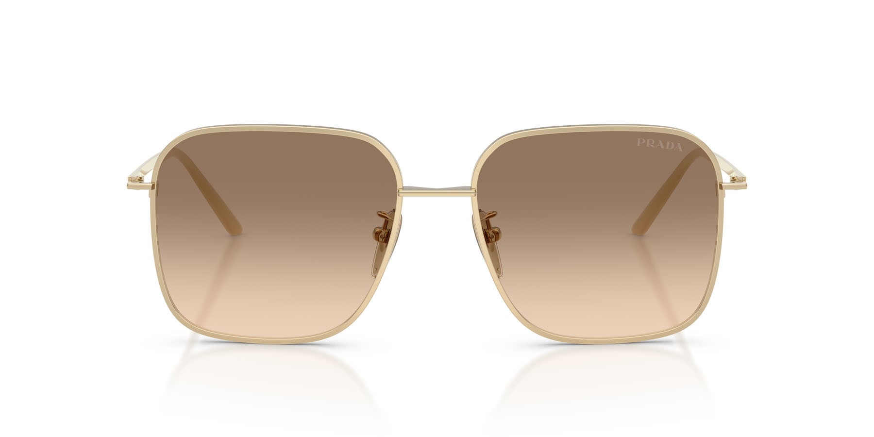 Sunglasses Prada PR C54SD (ZVN50T) color oro pallido shape square lenses marrone chiaro sfumato grigio chiaro