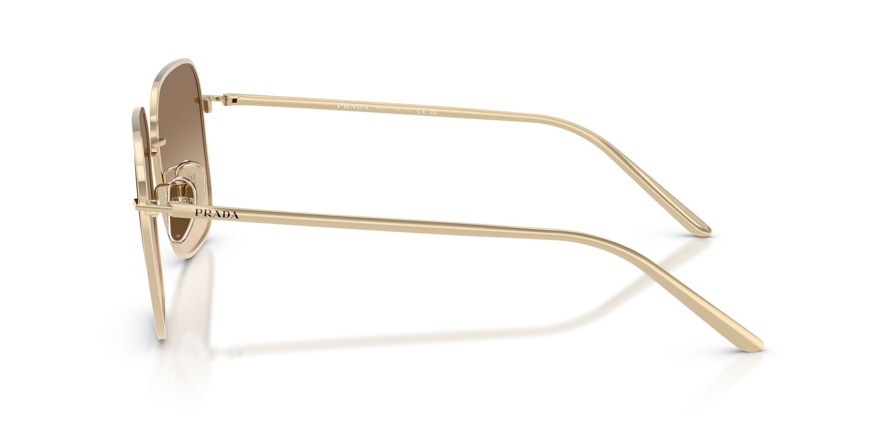 Sunglasses Prada PR C54SD (ZVN50T) color oro pallido shape square lenses marrone chiaro sfumato grigio chiaro