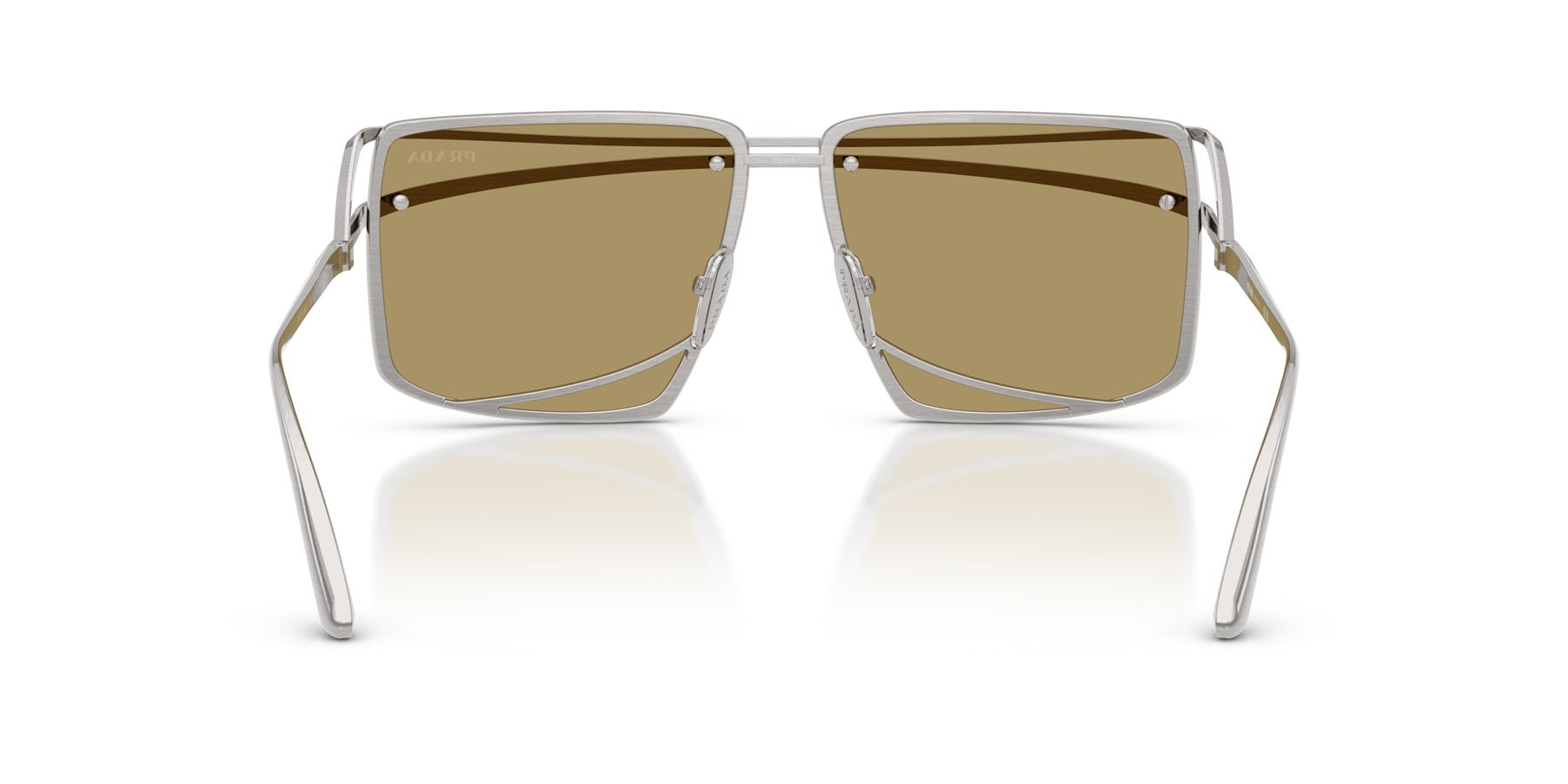 Occhiali da sole Prada PR C55S (28C70G) colore argento vintage forma irregolare lenti verde oliva