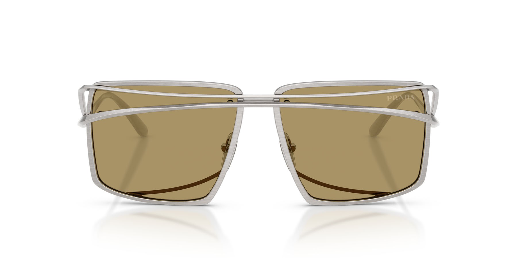 Occhiali da sole Prada PR C55S (28C70G) colore argento vintage forma irregolare lenti verde oliva