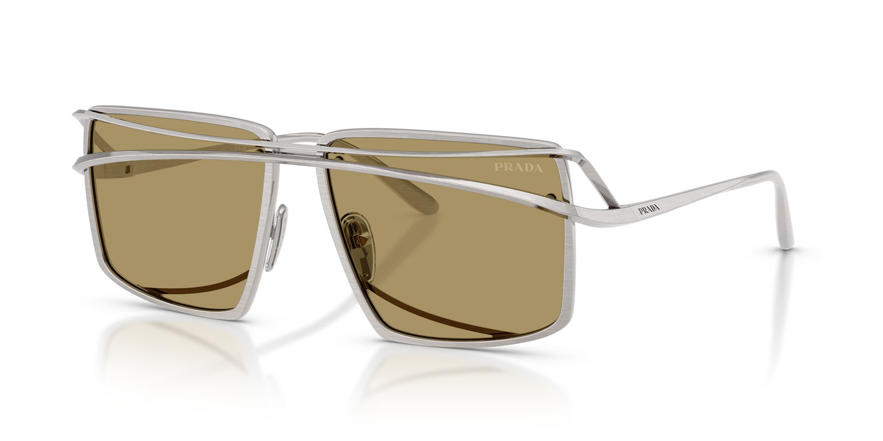 Occhiali da sole Prada PR C55S (28C70G) colore argento vintage forma irregolare lenti verde oliva