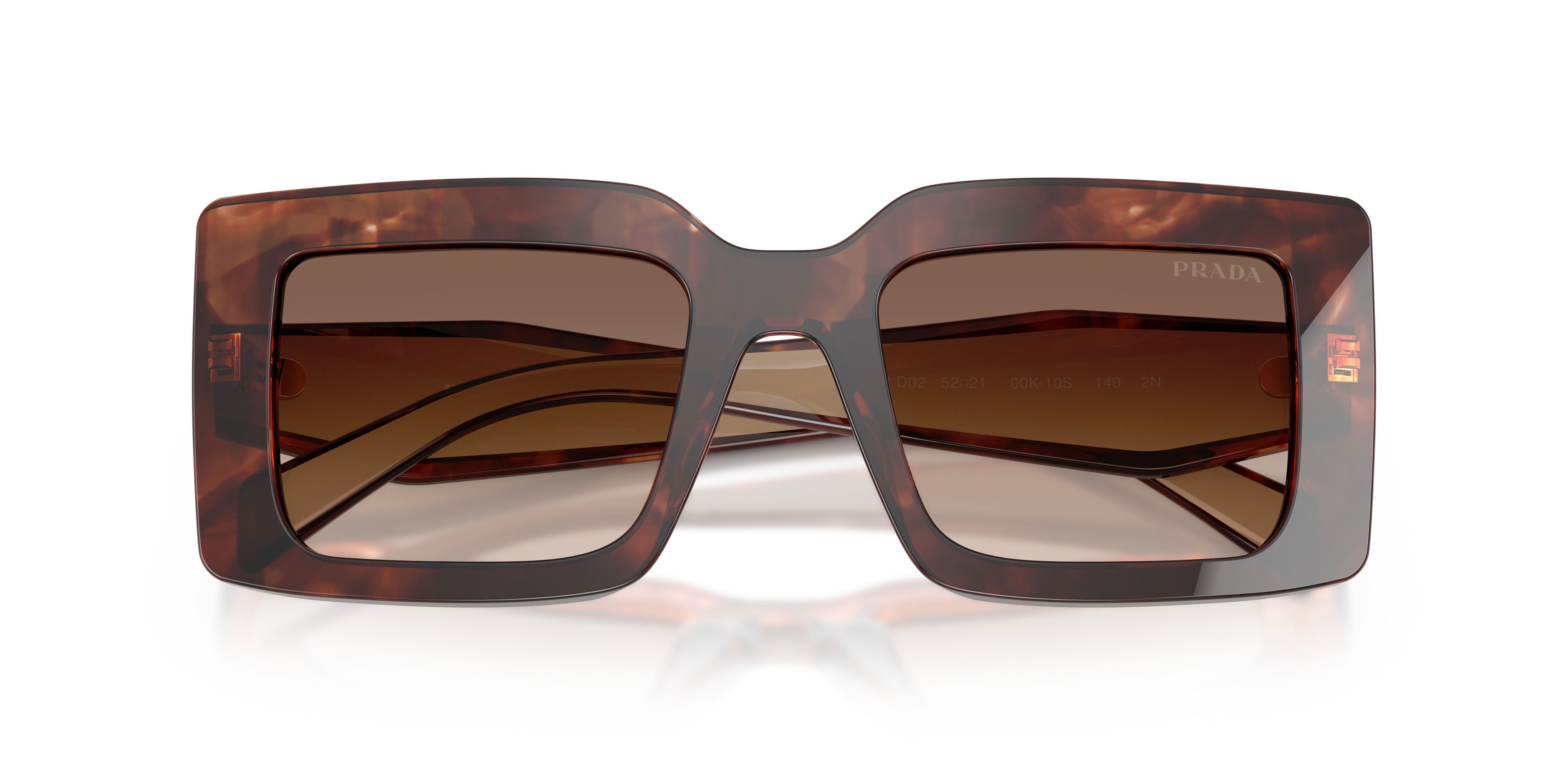 Occhiali da sole Prada PR D01S (00K10S) colore caramello tartarugato forma rettangolare lenti marrone sfumato