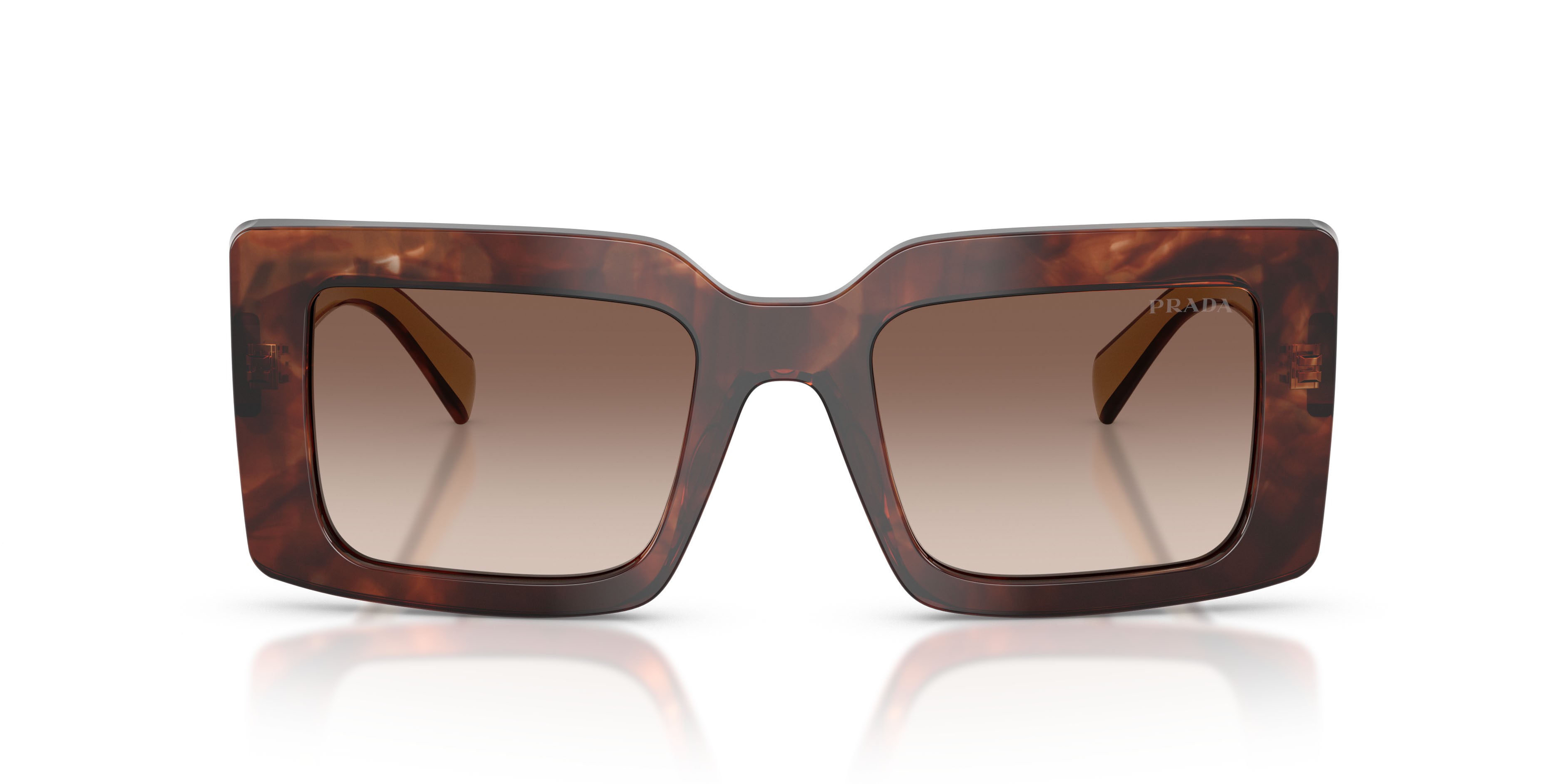 Occhiali da sole Prada PR D01S (00K10S) colore caramello tartarugato forma rettangolare lenti marrone sfumato