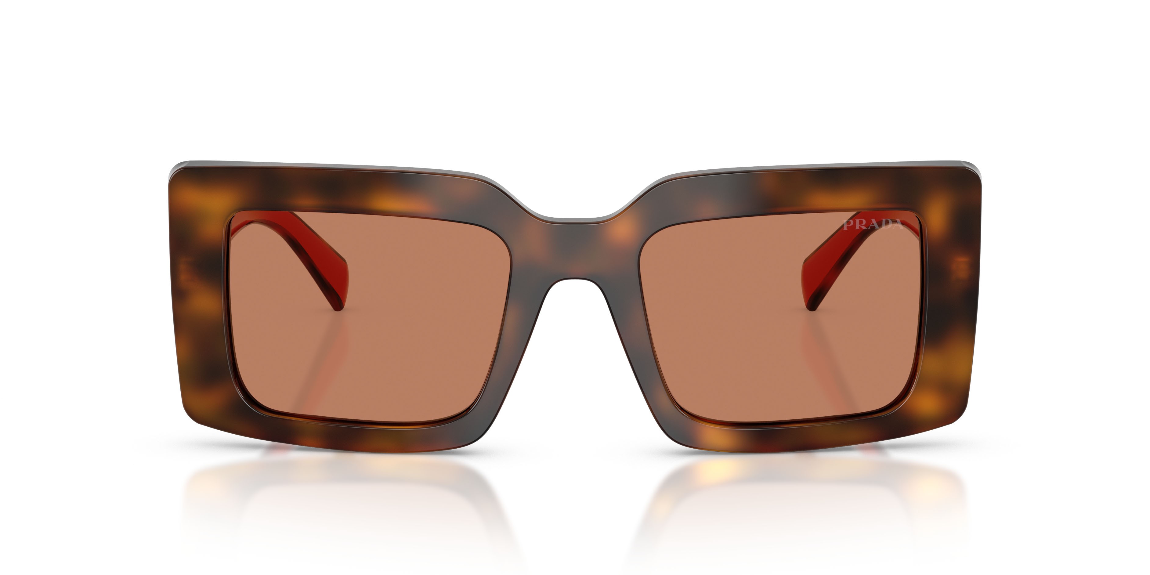 Occhiali da sole Prada PR D01S (01K90Q) colore juniper tortoise/cotto forma rettangolare lenti marrone